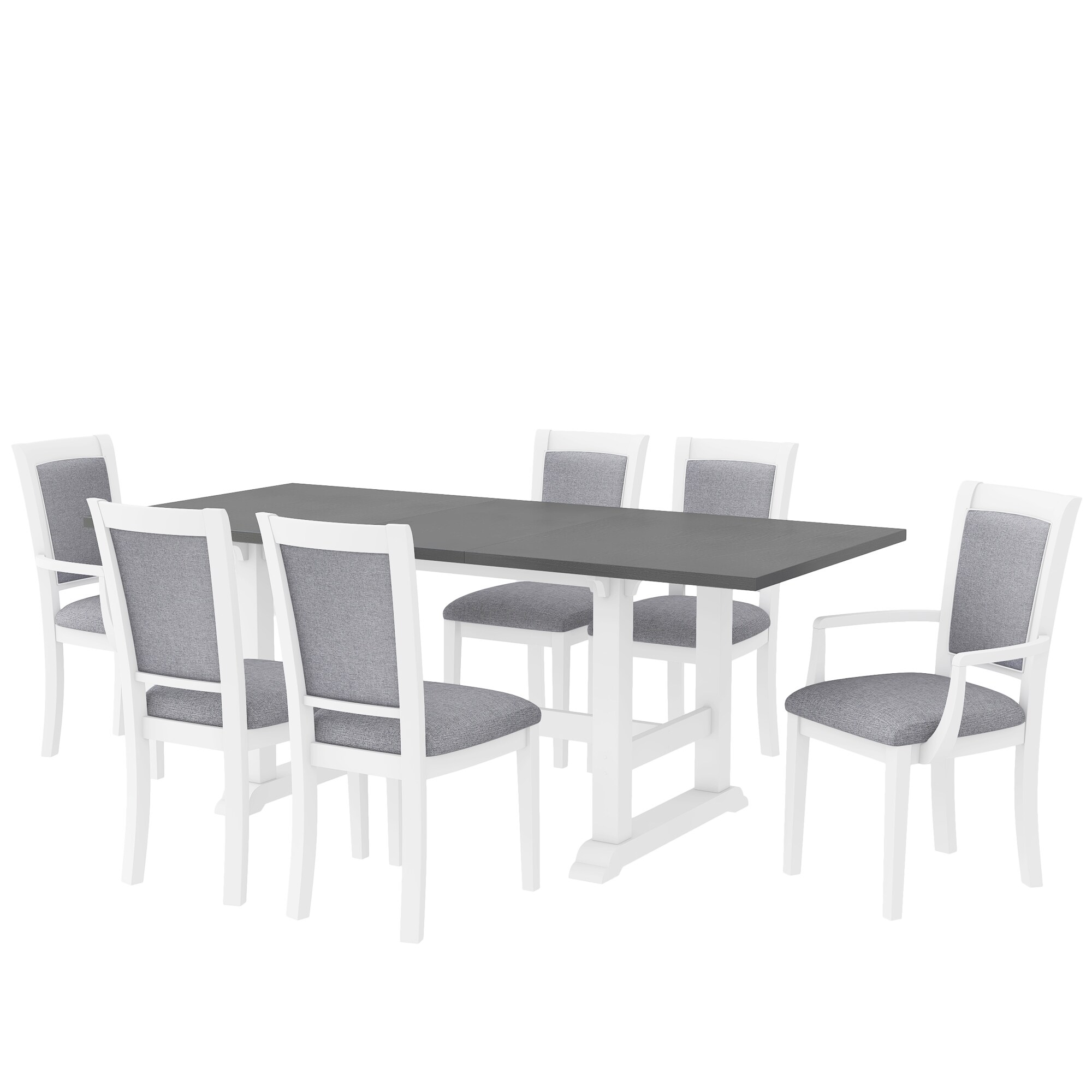 Bybafun YA0100205 White Rustic Dining Room Set with Rectangular Table ( Seats 6 )