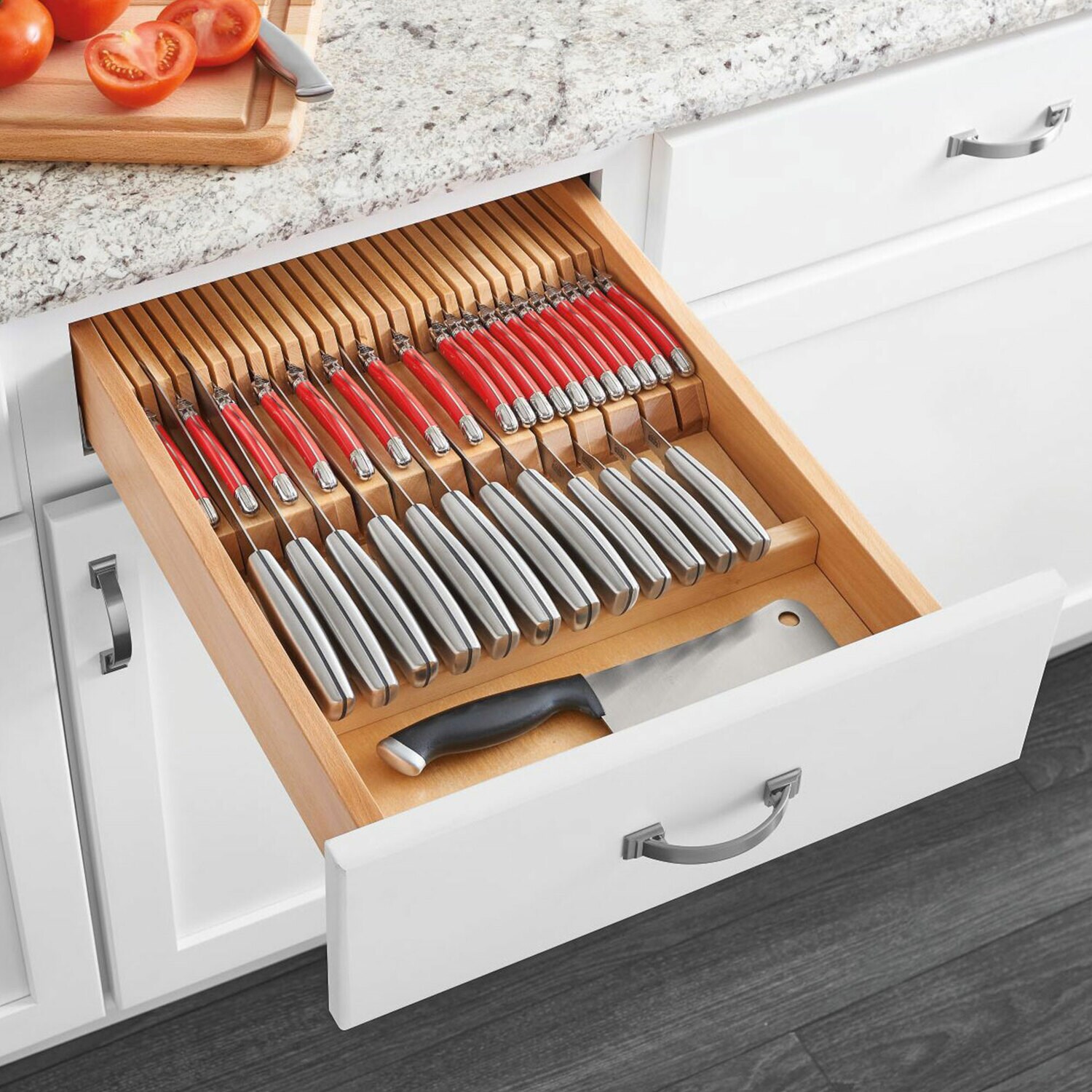 Rev-A-Shelf 22-in x 18.5-in Brown Wood Cutlery Insert at