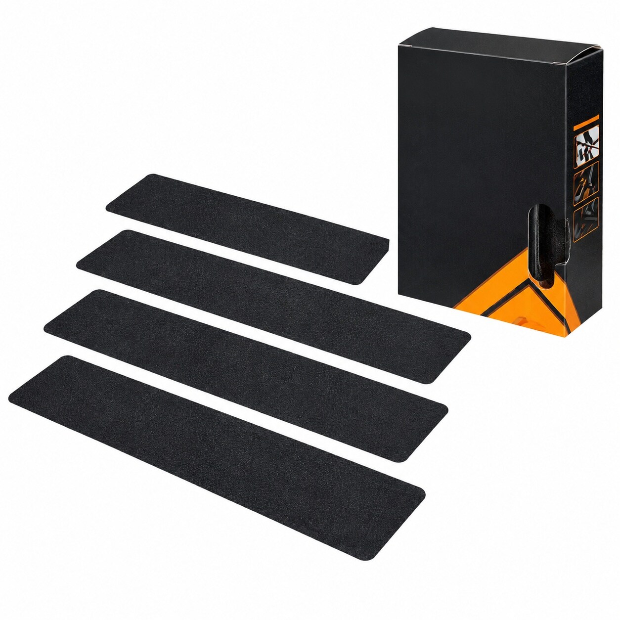 Etokfoks  12 Pack Outdoor Non Slip Grip Tape 6 in x 30 in Pre Cut Anti Slip Tape for Stairs Decks Walkways Black