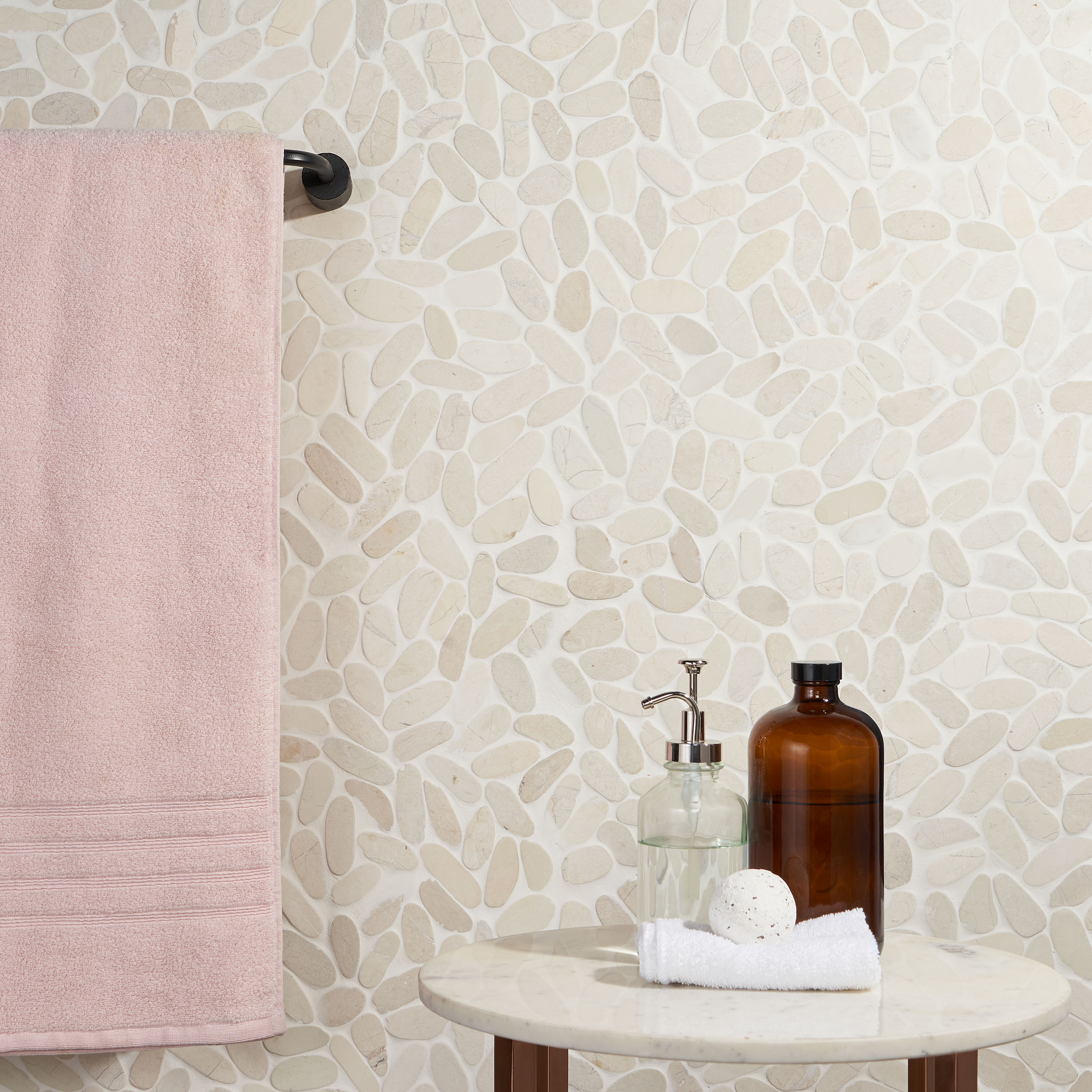 White Natural Slate Pebble Mosaic Tile for Indoor/Outdoor Use