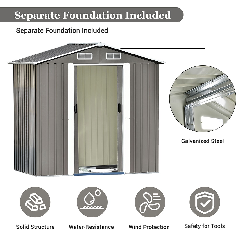 Topcraft 6-ft x 4-ft Galvanized Steel Storage Shed in the Metal Storage ...