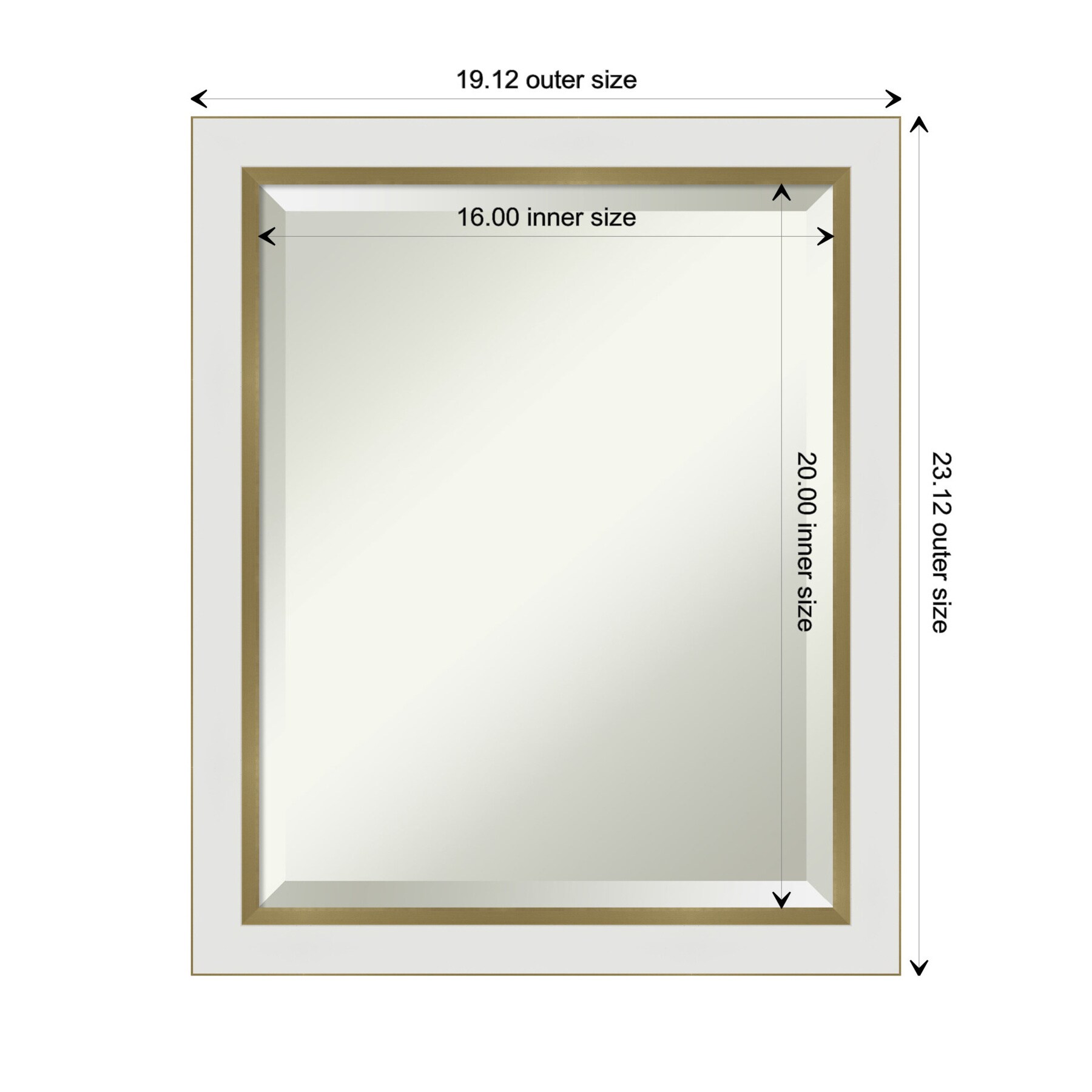 Eva White and Gold Rectangular Wall Mirror