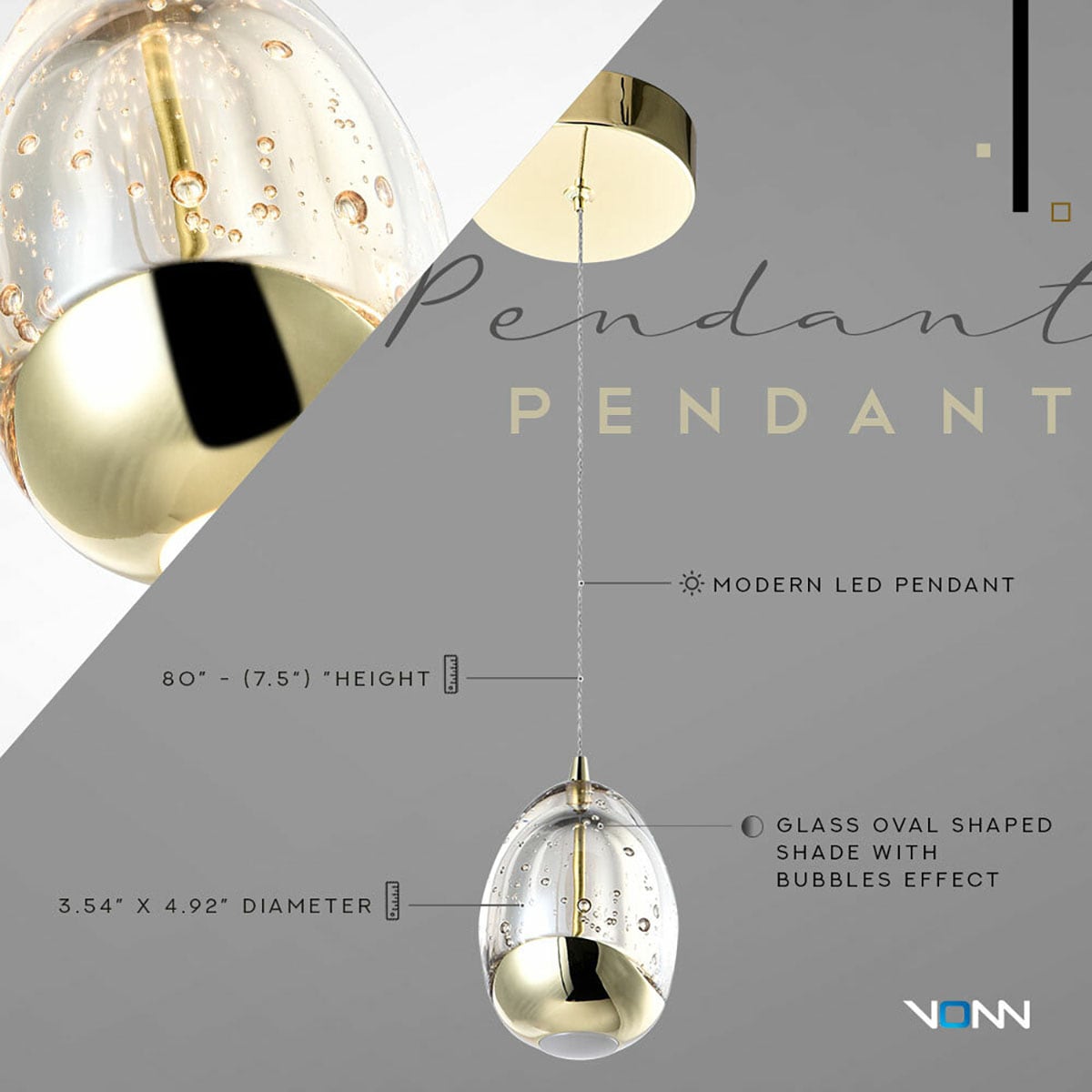 Elegant Venezia Gold LED Pendant with Champagne Glass Shade