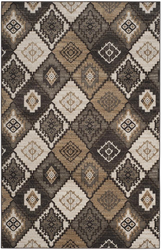 Safavieh VTG577F-5 Vintage Jenal 5 x 8 (ft) Loomed Polypropylene Black/Ivory Rectangular Indoor Abstract Lodge Area rug