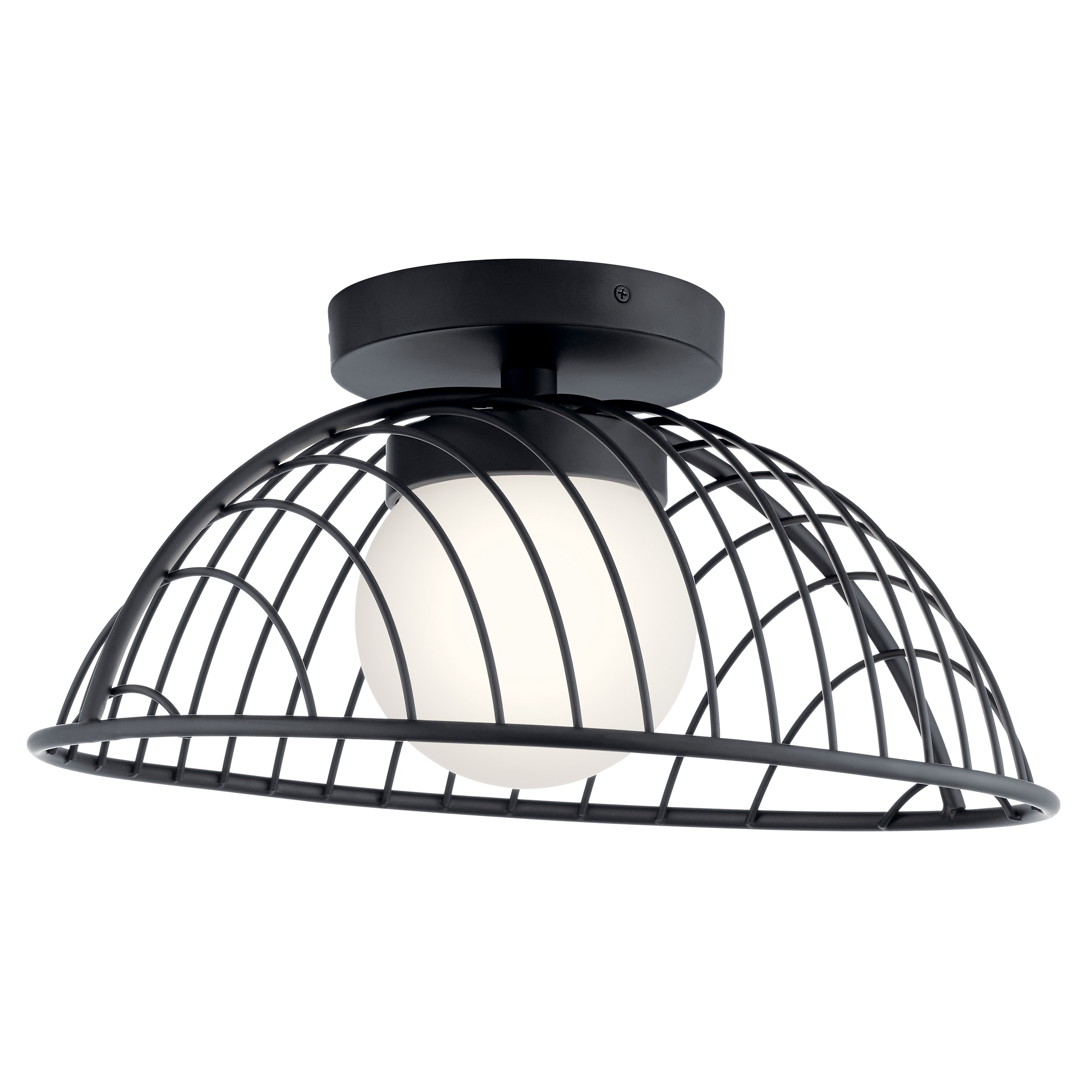 elan 84096MBK Clevo 1 -Light 18-in Matte Black Integrated LED Semi Flush Mount Light