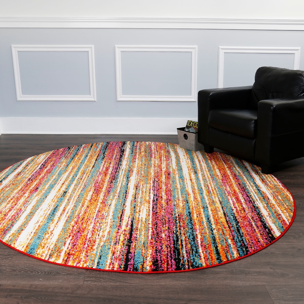 Home Dynamix 8R-204-999 Splash Cellis 8 x 8 (ft) Loomed Polypropylene Orange Round Indoor Abstract Area rug