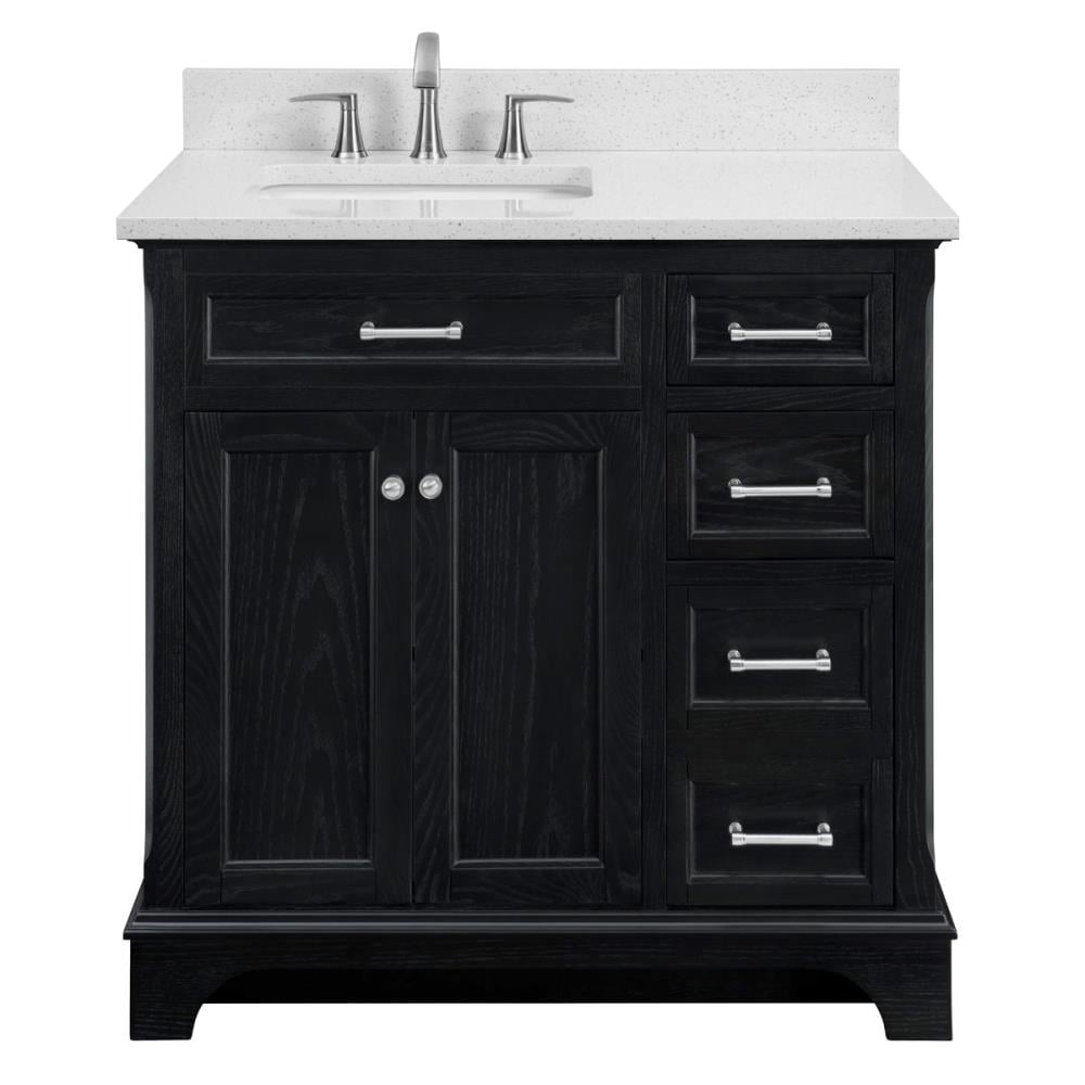 Allen Roth Roveland 36 In Black Oak Single Sink Bathroom Vanity With Terrazzo Engineered Stone Top In The Bathroom Vanities With Tops Department At Lowescom