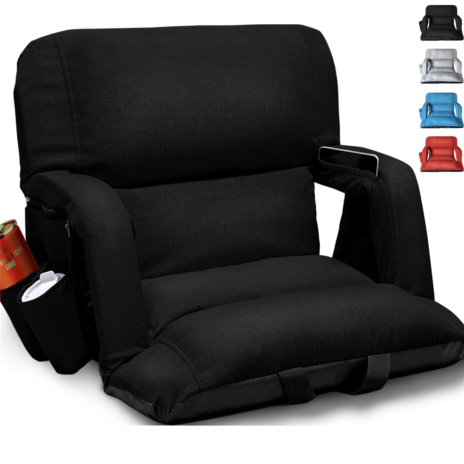 Etokfoks  extra wide reclining stadium seat 25 in bleacher chair 6 positions sofa style 30D high rebound foam 4 3 in thick breathable linen