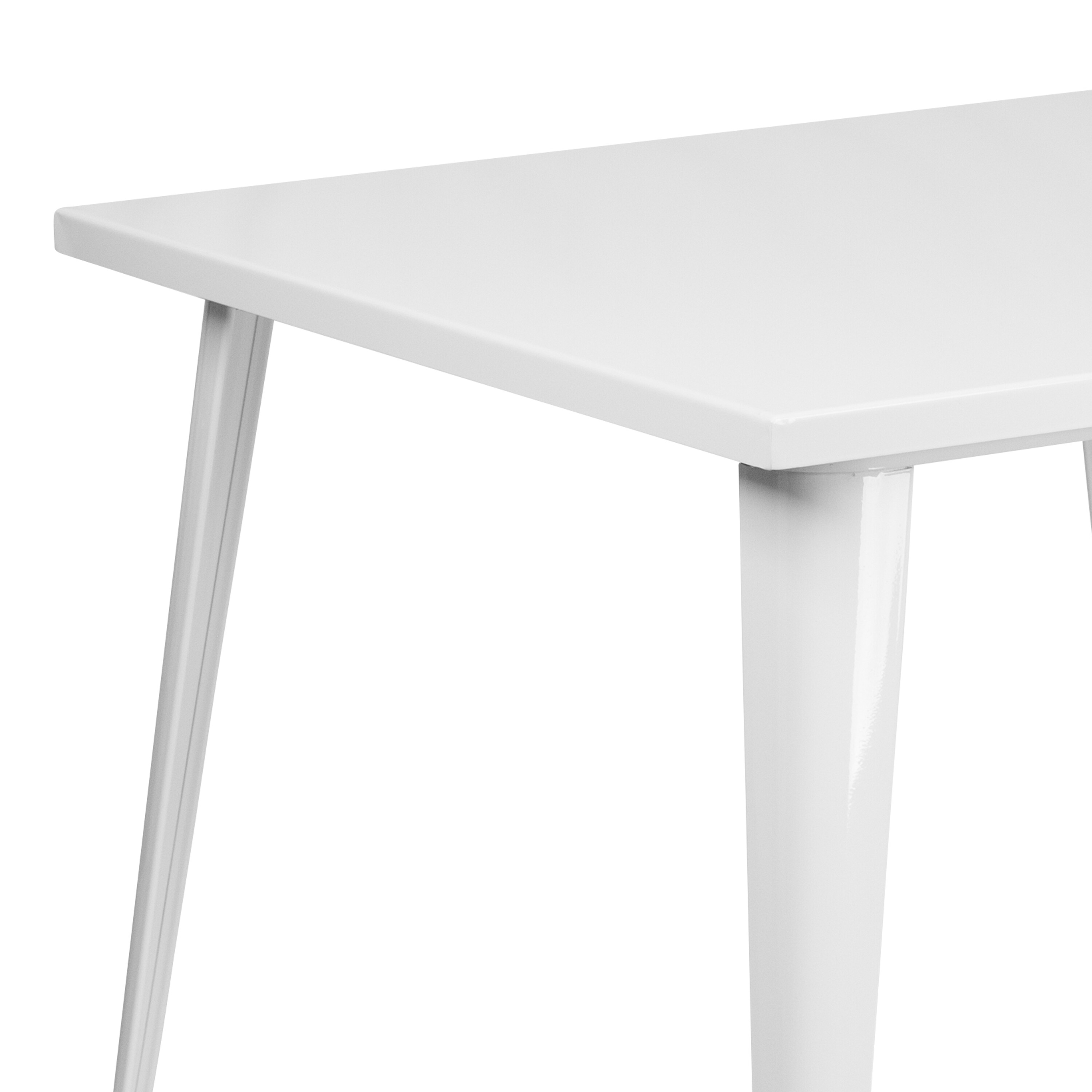 Flash Furniture White Contemporary Modern Dining Table Metal with