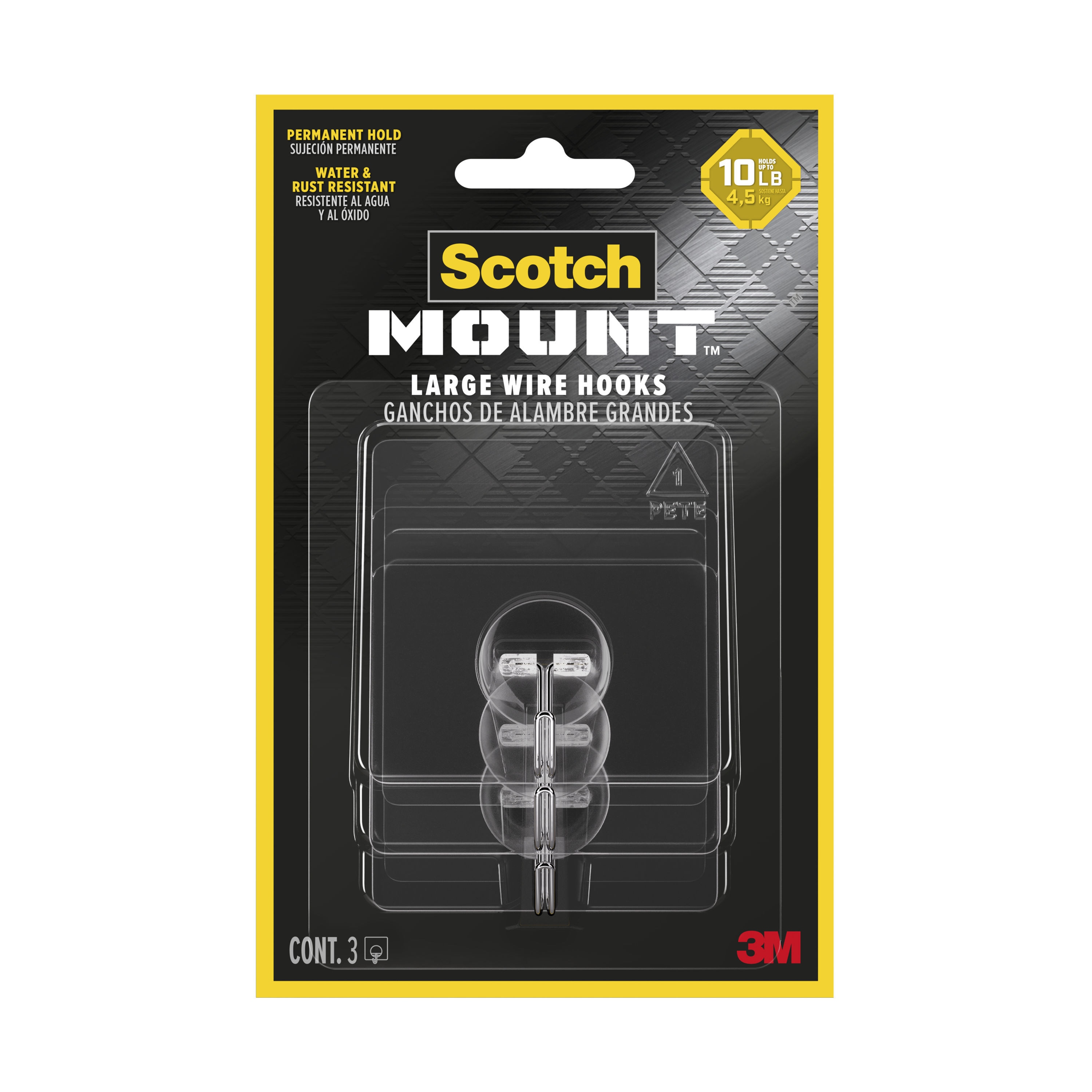 3M Steel 10-lb Capacity Wire hangers 3 - Pack