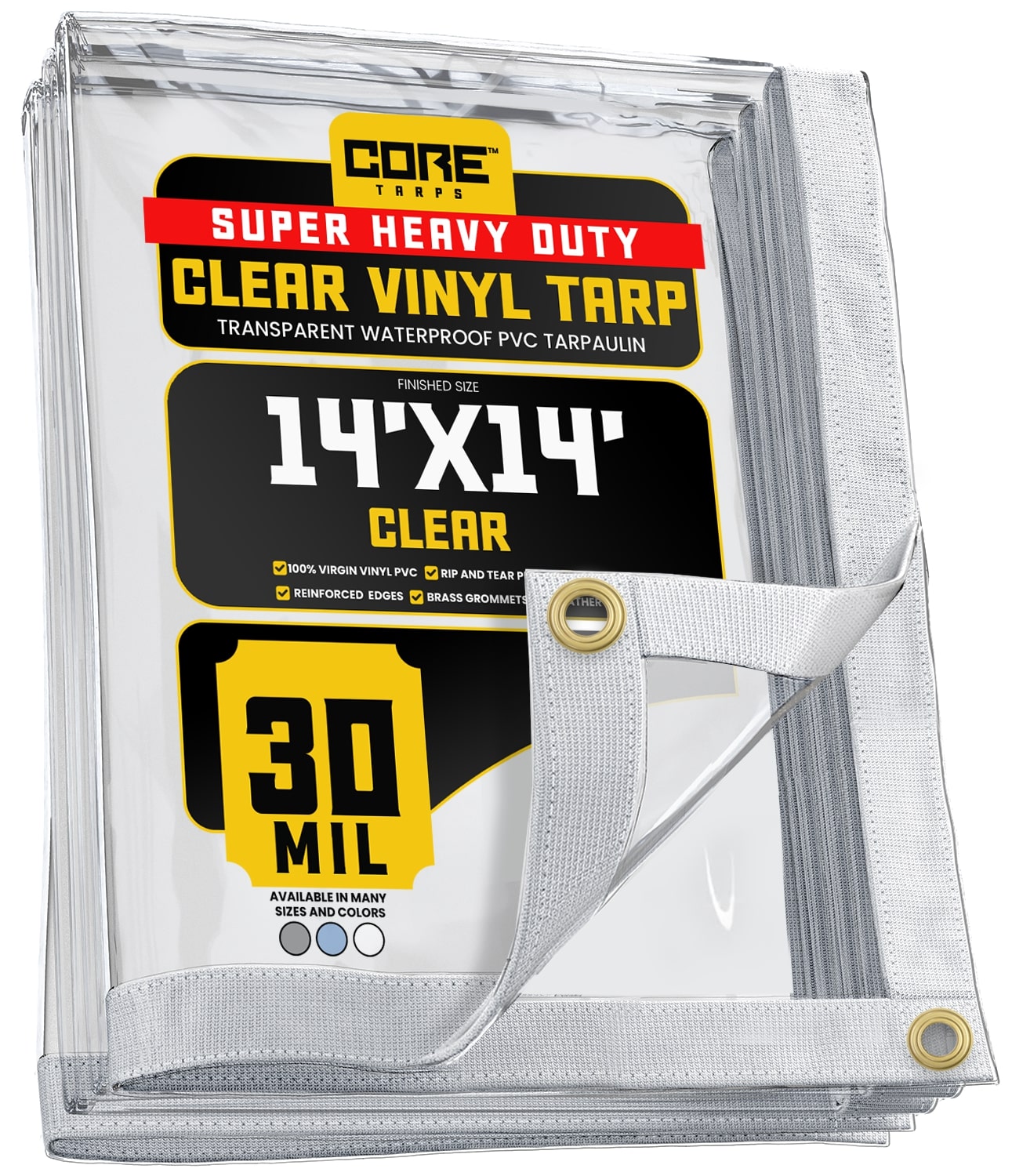 Core Tarps CT-201-14X14 14-ft x 14-ft White Commercial Vinyl 30-Mils Tarp