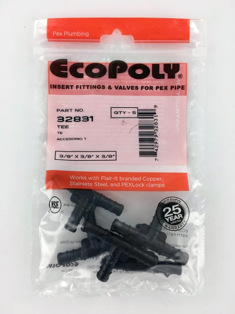 Ecopoly 3/4-in X 3/4-in X 1/2-in Dia Plastic Reducing Tee (5-Pack) At