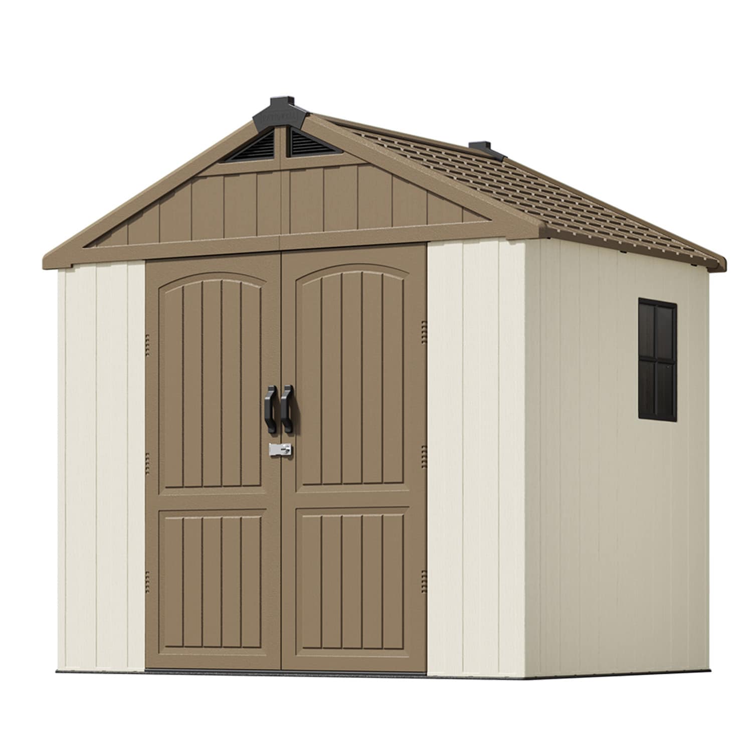 Patiowell WES-0404-86BN 8-ft x 6-ft Kick-it Yellow Gable Resin Storage Shed (Floor Included)
