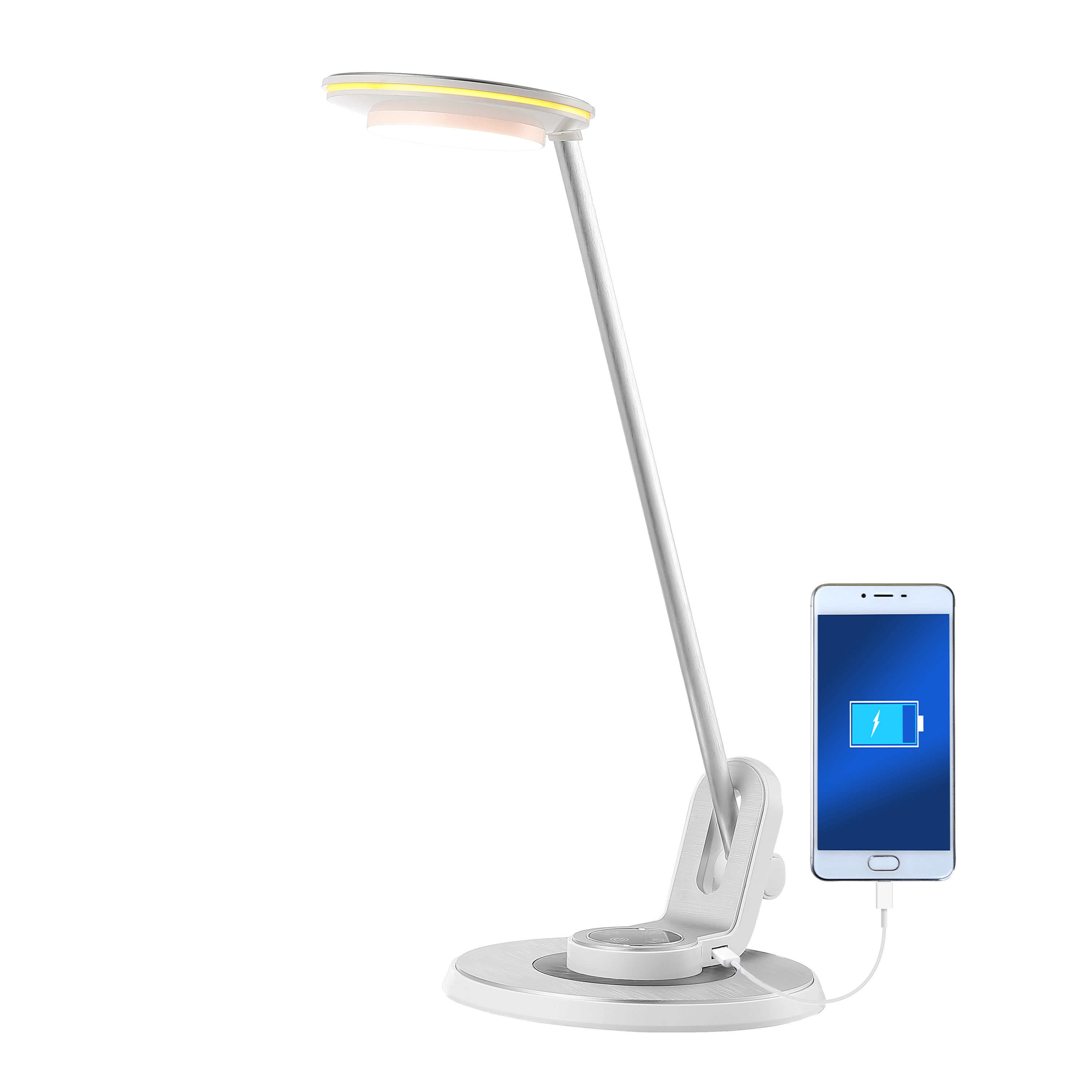 JONATHAN Y Minimalist 18.5-in Adjustable Silver Touch Desk Lamp with Shade