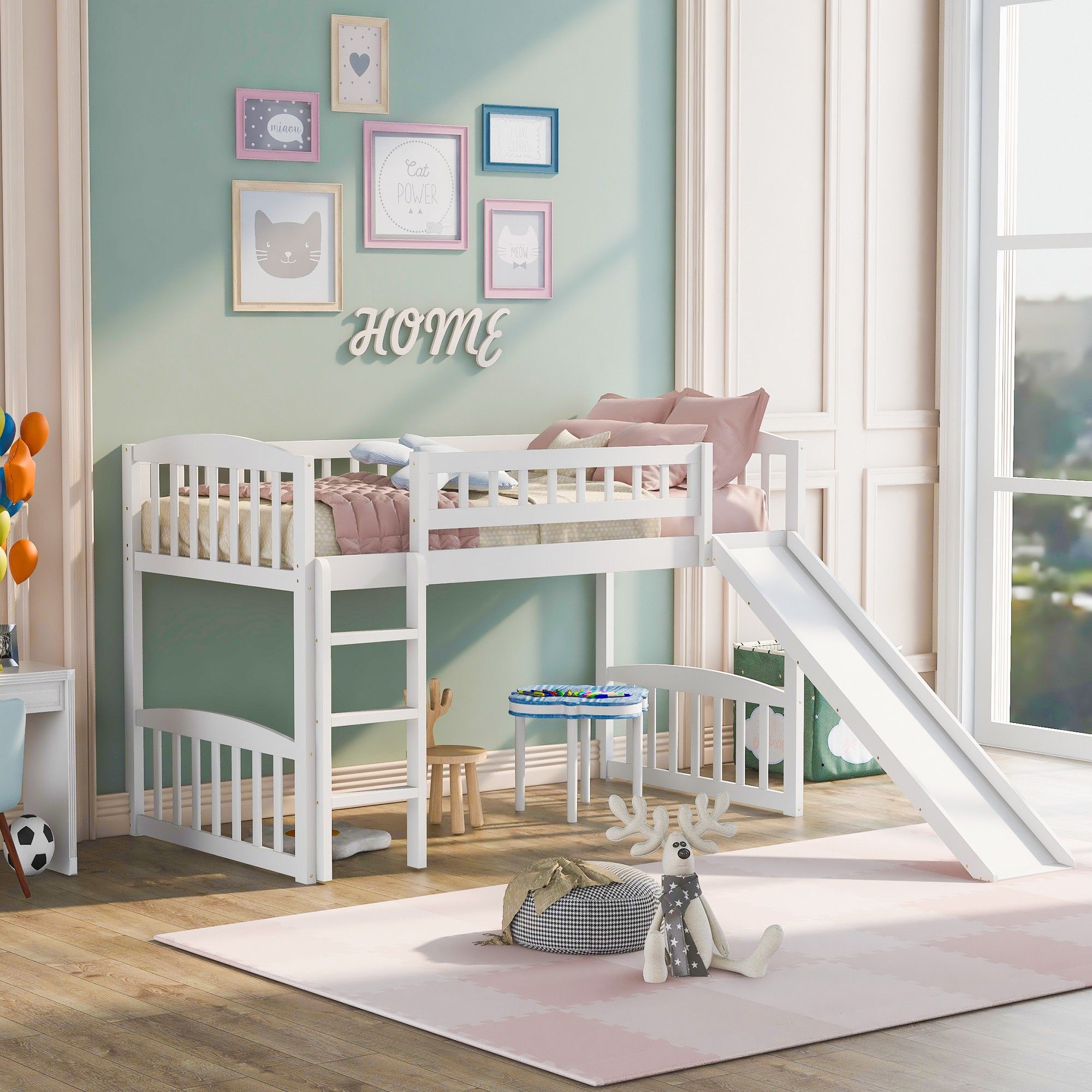 Yiekholo LL-YH-0051AAK White Twin loft Bunk Bed