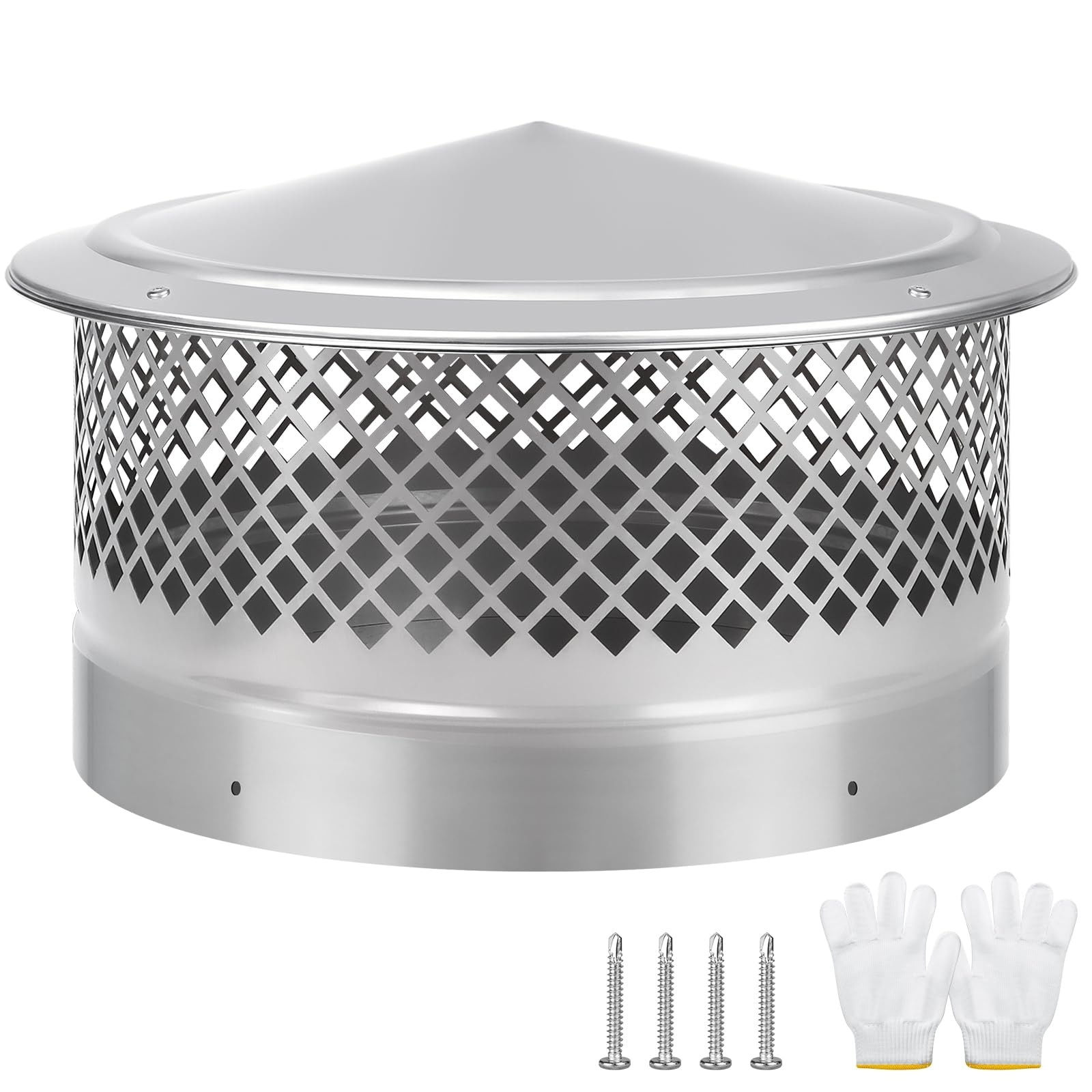 Misopily 14 Inch Round Cone Top Chimney Cap Stainless Steel Screen Cover for Fireplace Stove Pipe Roof Vent Protector Improves Airflow Keeps Out #L05MS09021