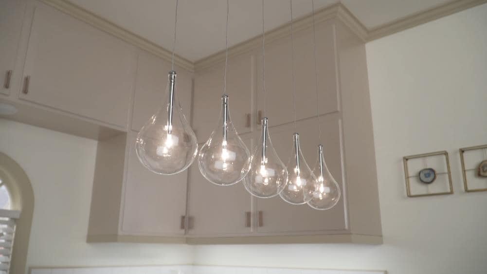 Polished Chrome Clear Glass 5-Light Teardrop Pendant
