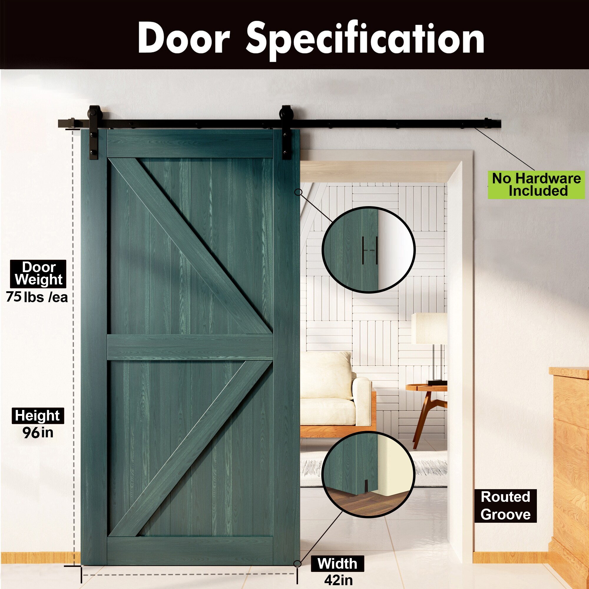 HOMACER 4296-K-RP Barn-Doors - View #3