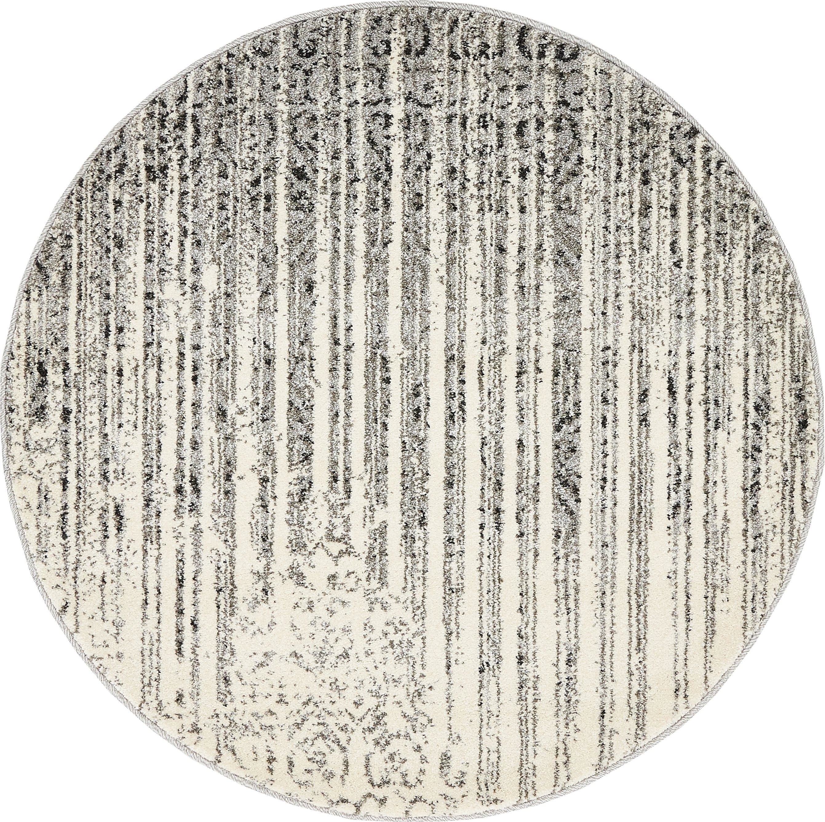 Unique Loom 3132026 Jennifer Del Mar 3 x 3 (ft) Loomed Polypropylene Gray/Ivory Round Indoor Stripe Industrial Area rug
