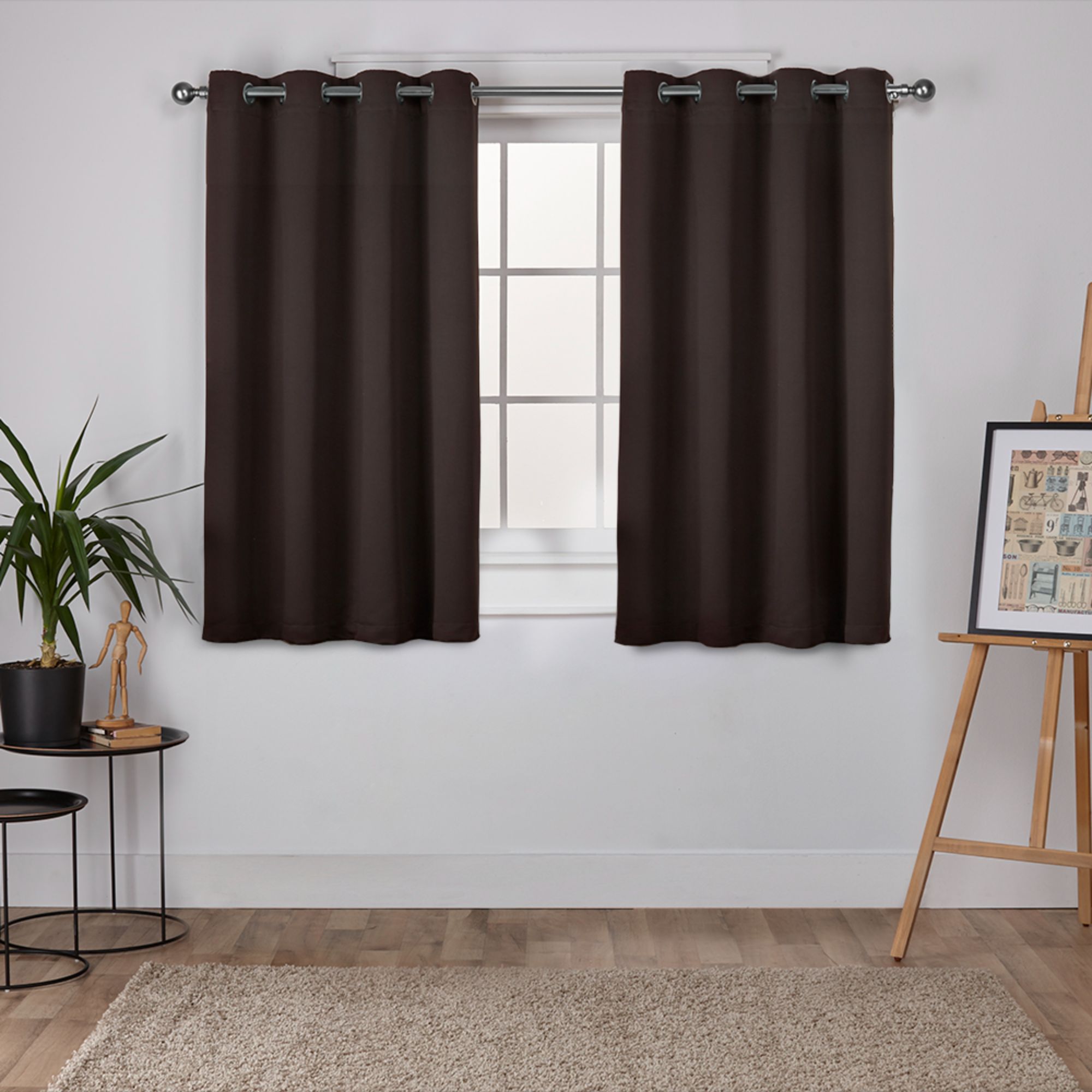 Exclusive Home EH7980-13 2-63G 63-Inches Espresso Room darkening Interlined Grommet Curtain panel pair