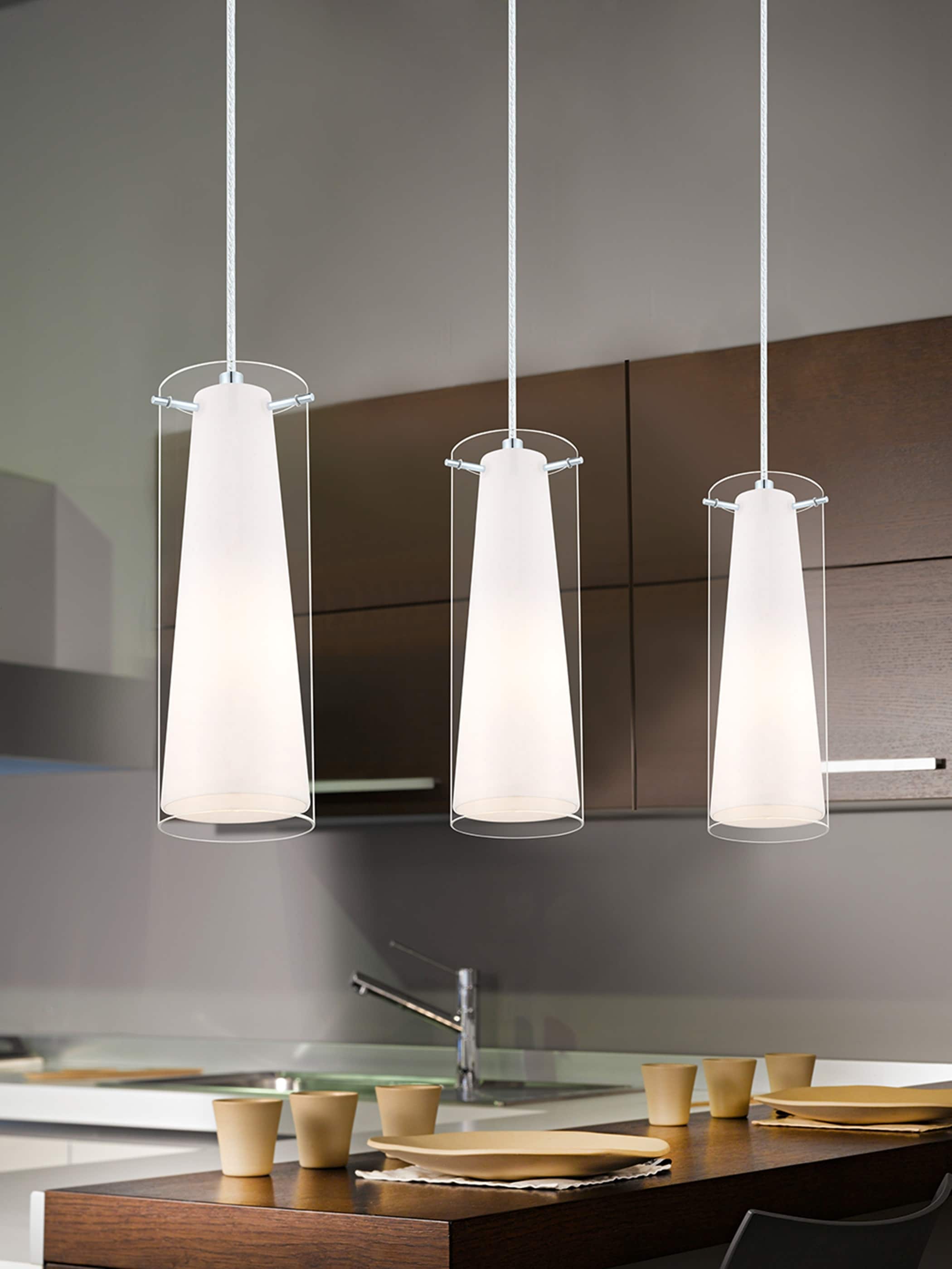 Pinto Chrome Finish Mini Pendant with Clear White Glass