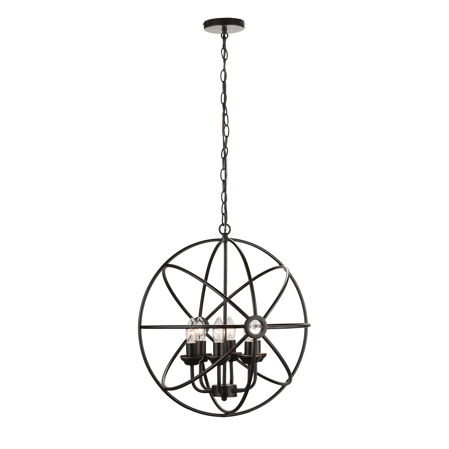 CO-Z 6-Light Bronze Industrial Globe Led Hanging Pendant Light in the ...