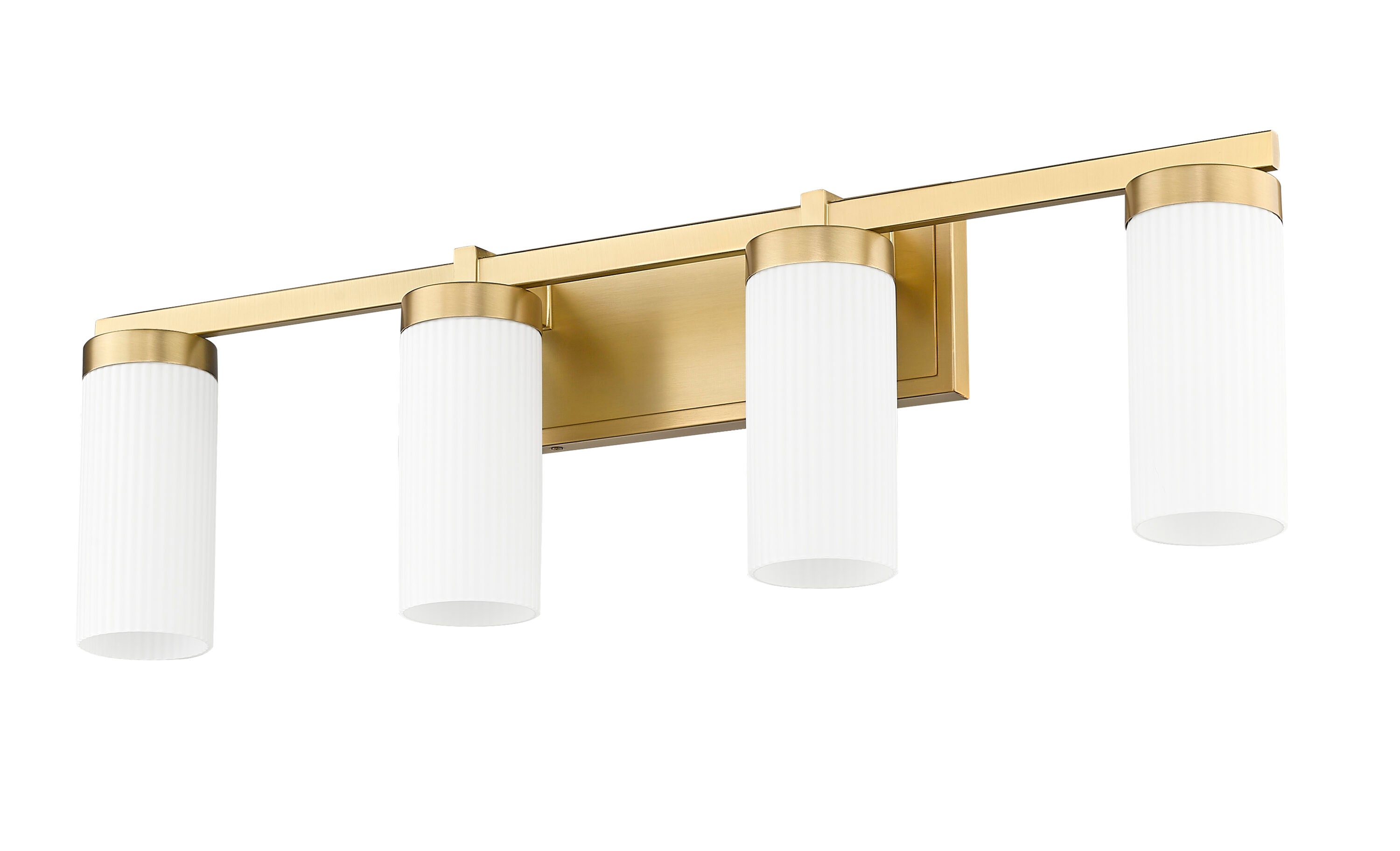 Modern Gold Vanity Light with Frosted White Glass Shades