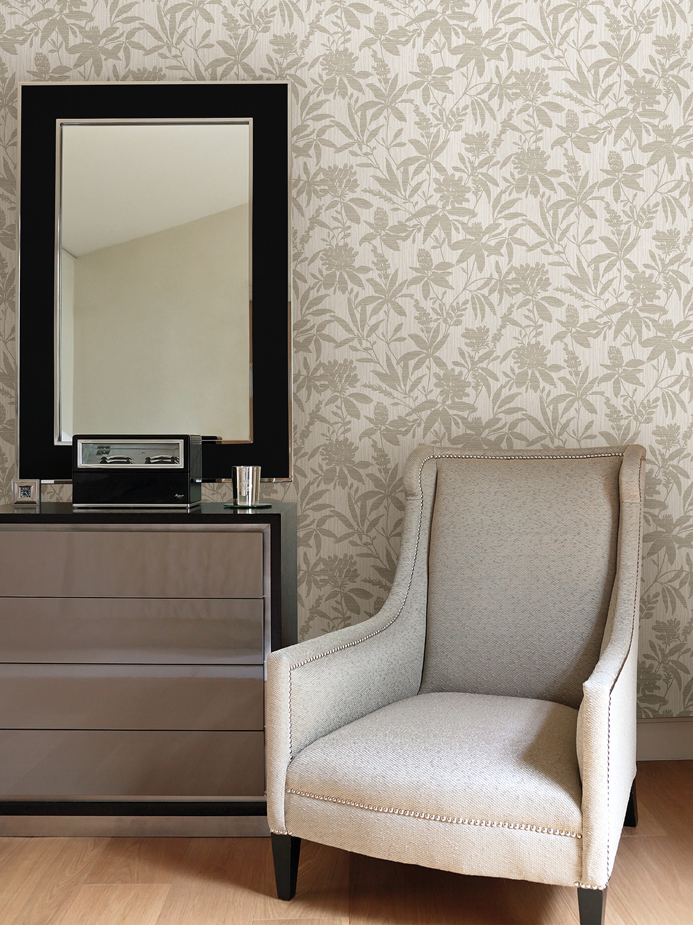 Beige Floral 3D Non-Pasted Vinyl Wallpaper Roll