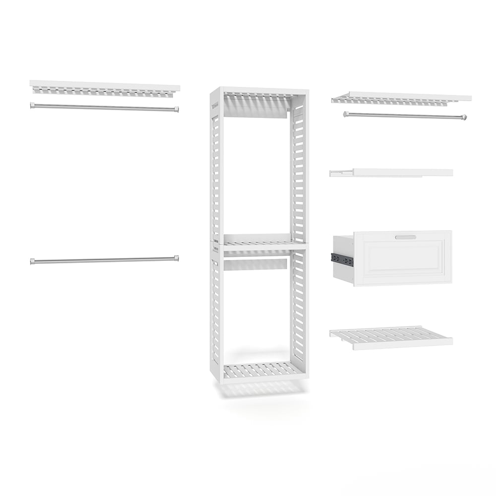 allen + roth Hartford 2-ft to 8-ft W x 6.83-ft H Antique White Solid  Shelving Wood Closet System at