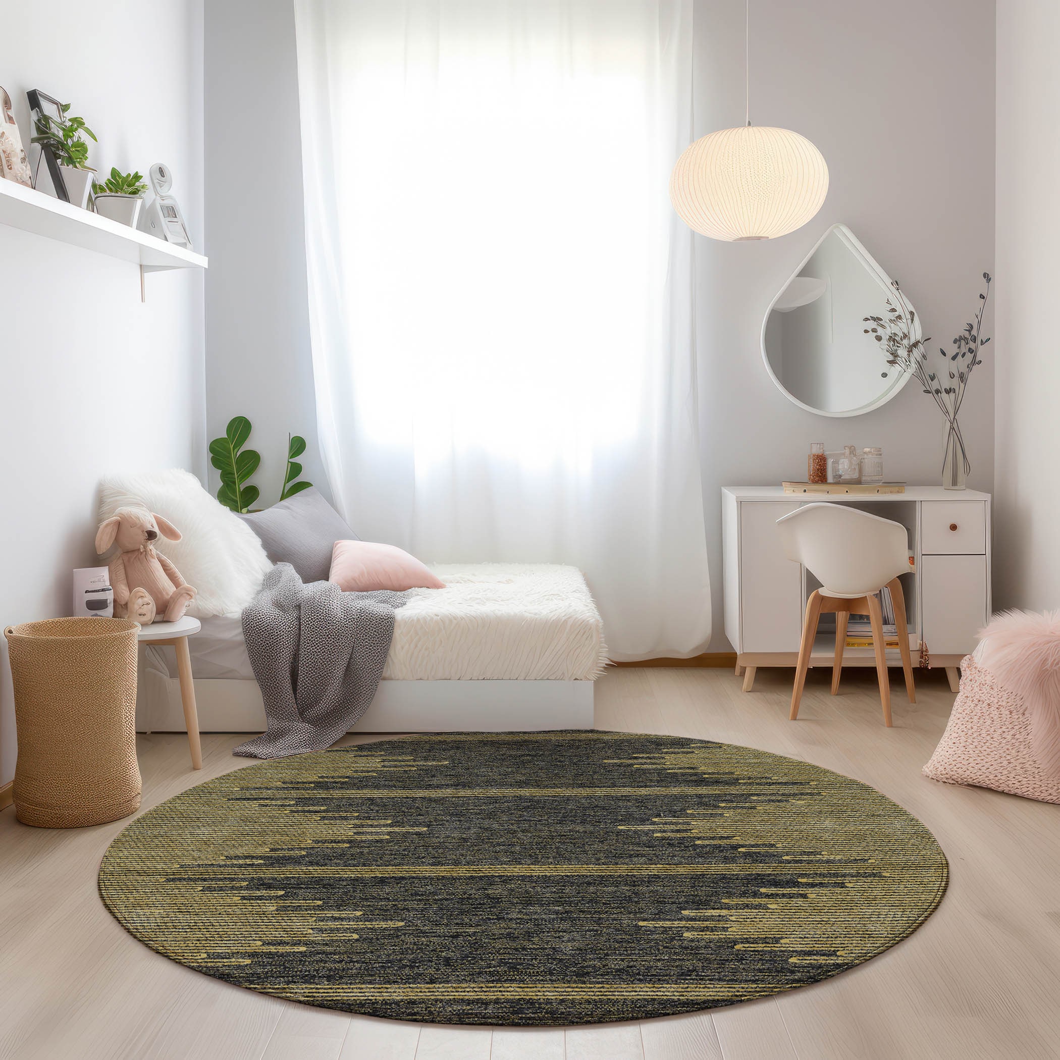 Addison Rugs ACN647GR8RO Chantille ACN647GR 8 x 8 (ft) Polyester Graphite Round Indoor/Outdoor Geometric Machine washable Area rug