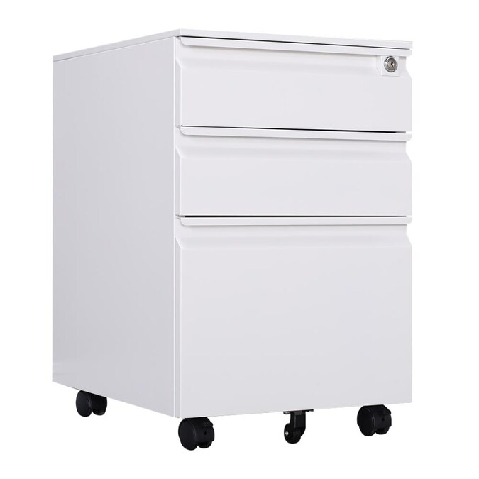 White 3 Drawer File Cabinet, File Cabinet With Wheels White