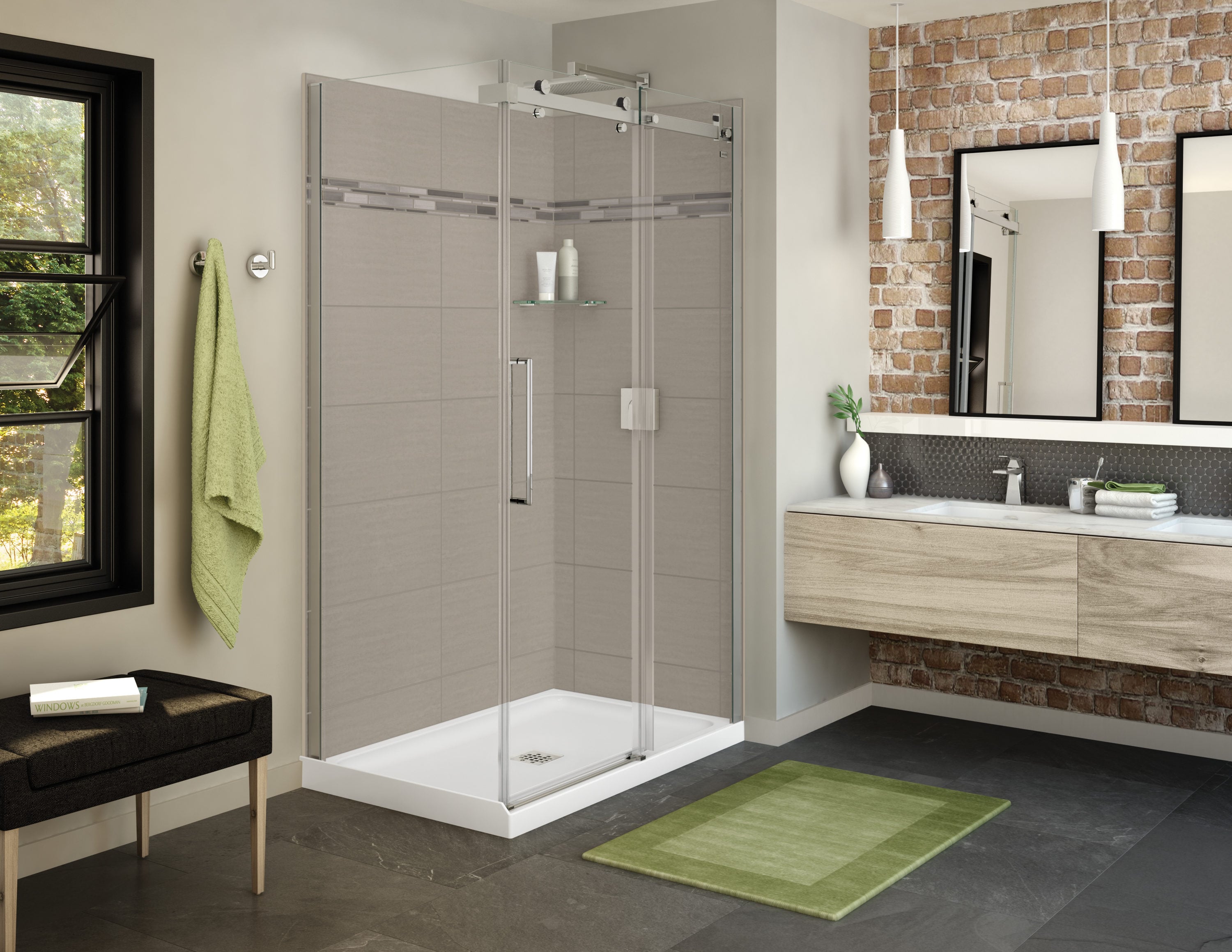 MAAX Utile Direct To Stud Metro Thunder Grey Corner Shower Corner Wall  Panel in the Shower Walls & Surrounds department at