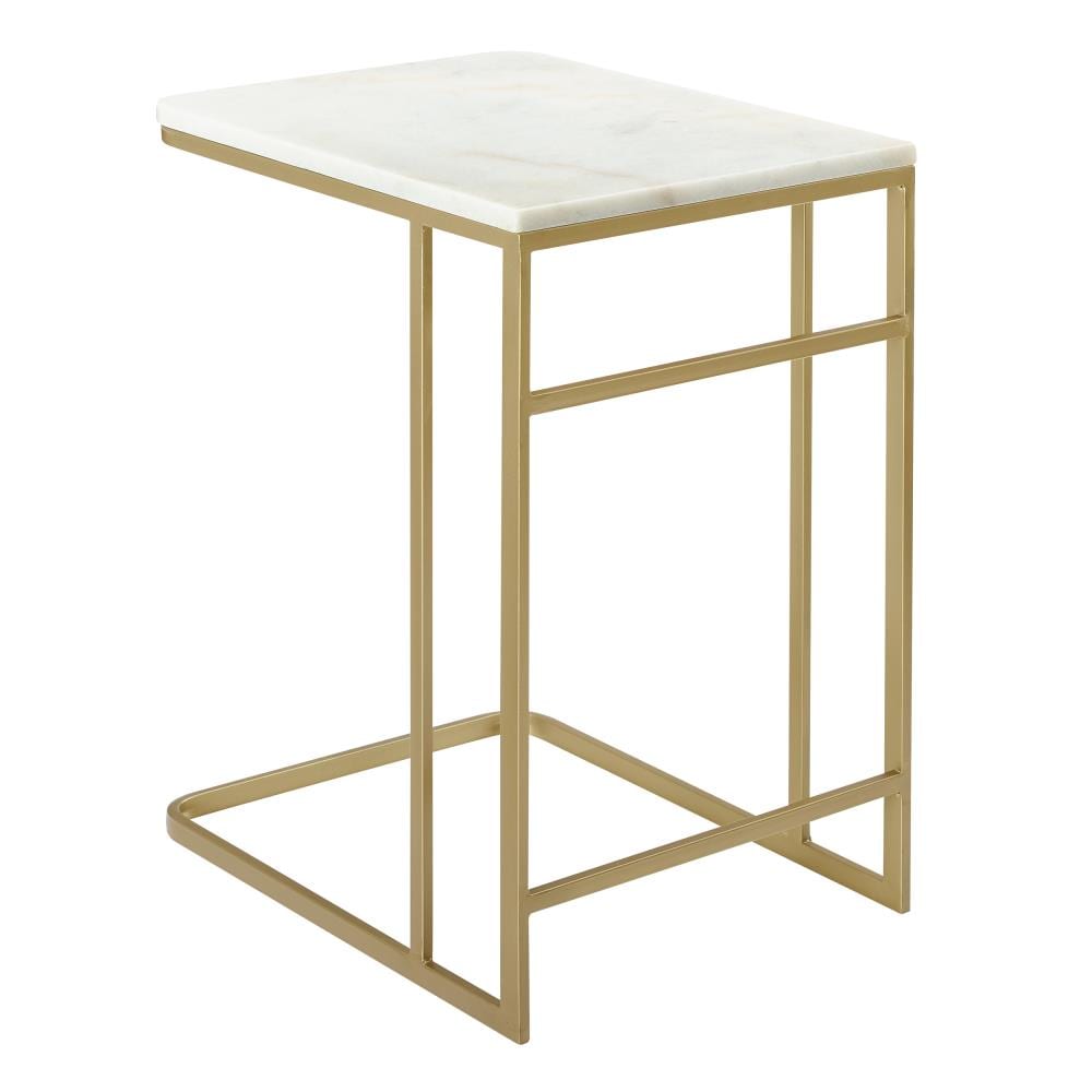 Boston Loft Furnishings ATG7389OC Klinral 14-in W x 24-in H Gold with white marble Granite/Marble Rectangular Glam End Table