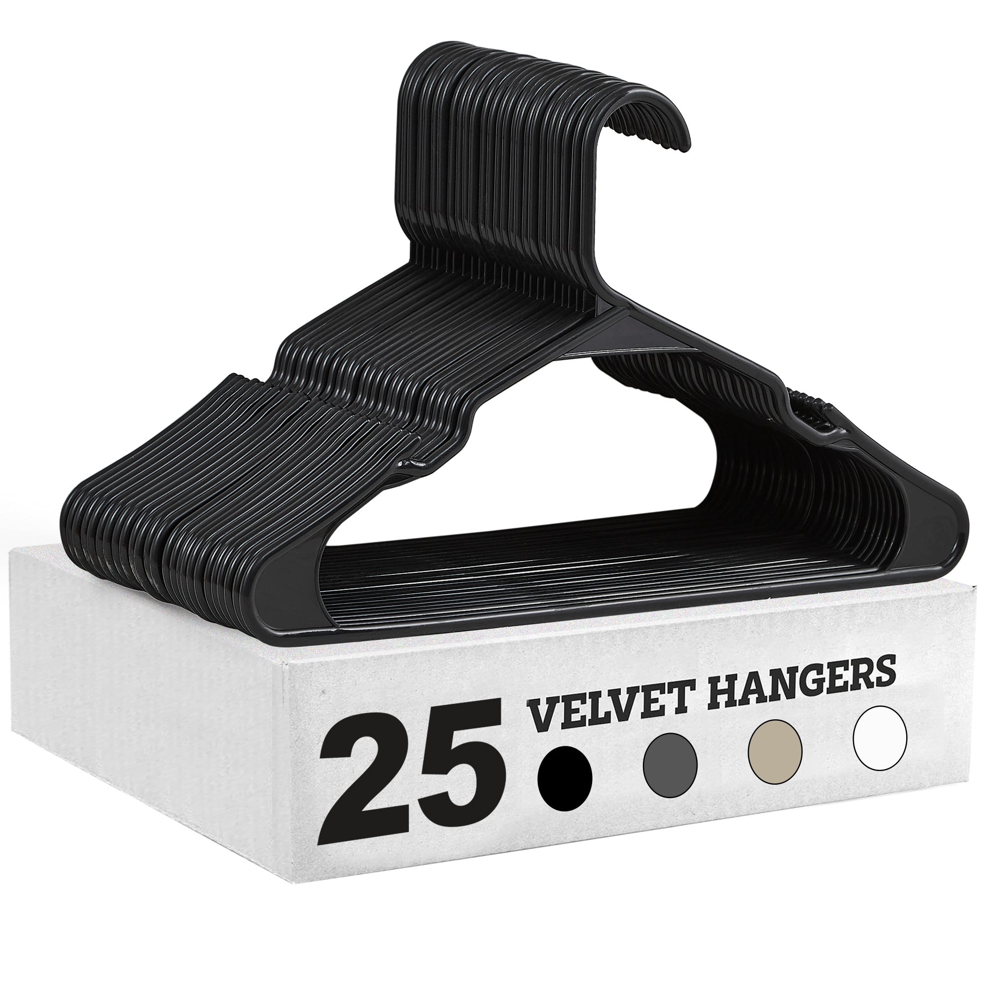 Vecelo 25 Pack Plastic Hangers Clothes Hangers with Shoulder Grooves for Closet Coat Shirts