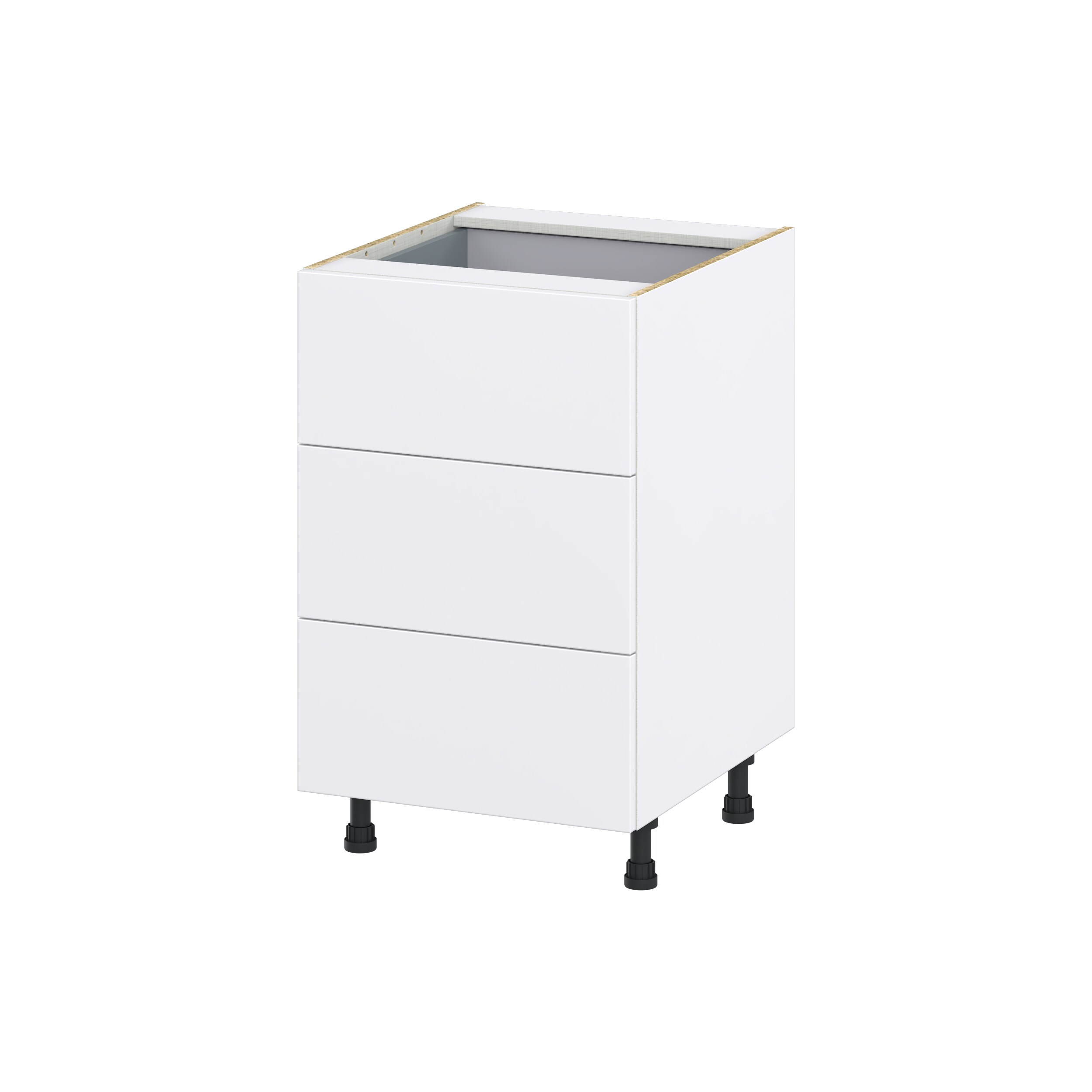 Hugo&Borg Lasalle 21-in W x 34.5-in H x 24-in D Bright White Slab 3-Drawer Base Fully Assembled Cabinet (Flat Panel Style)