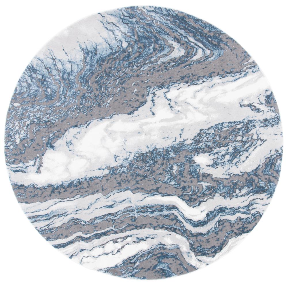 Safavieh CFT844M-7R Craft Mardi 7 x 7 (ft) Loomed Polypropylene Blue/Gray Round Indoor Geode Area rug