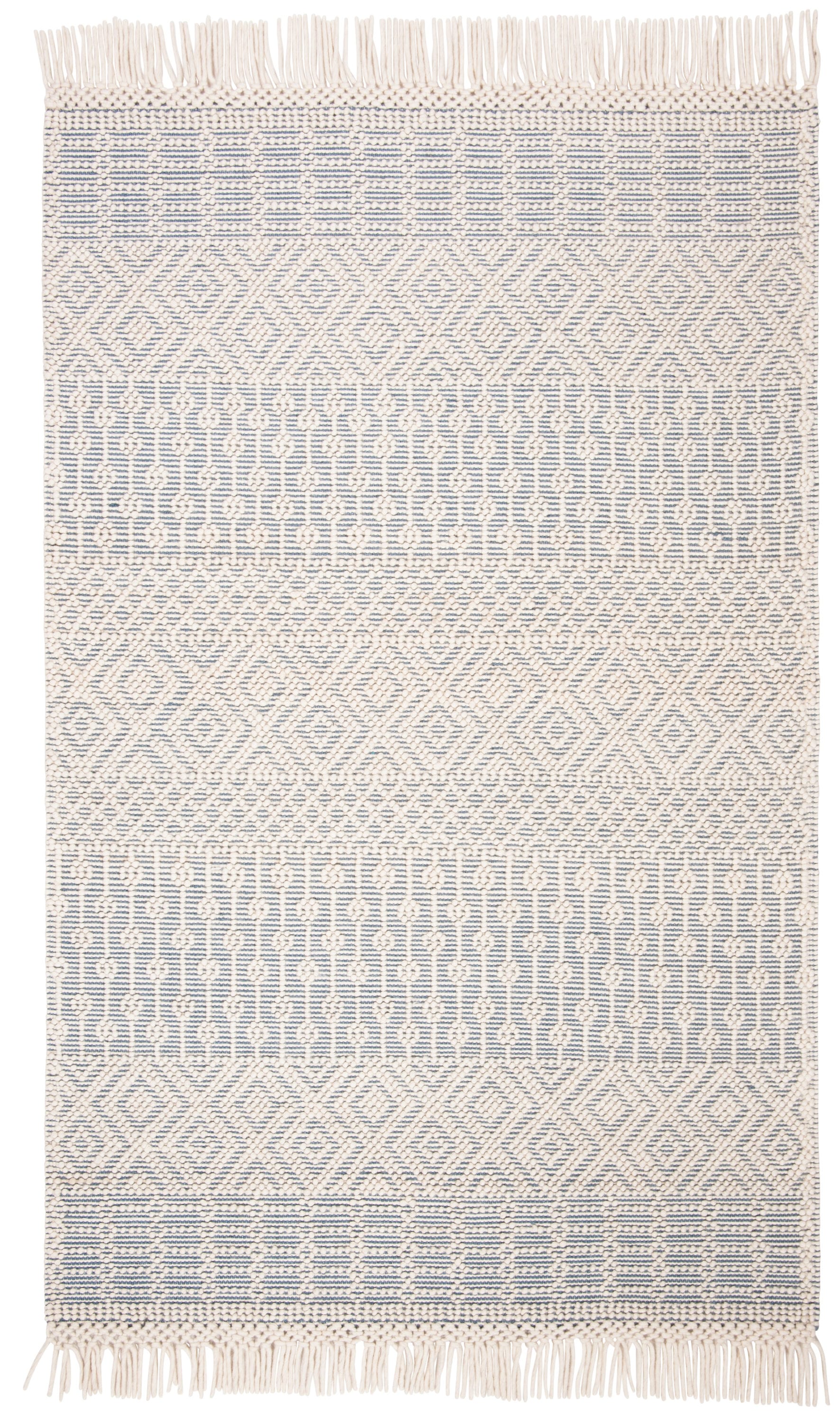 Safavieh NAT852A-6 Natura 6 x 9 (ft) Wool Ivory/Gray Rectangular Indoor Abstract Coastal Area rug