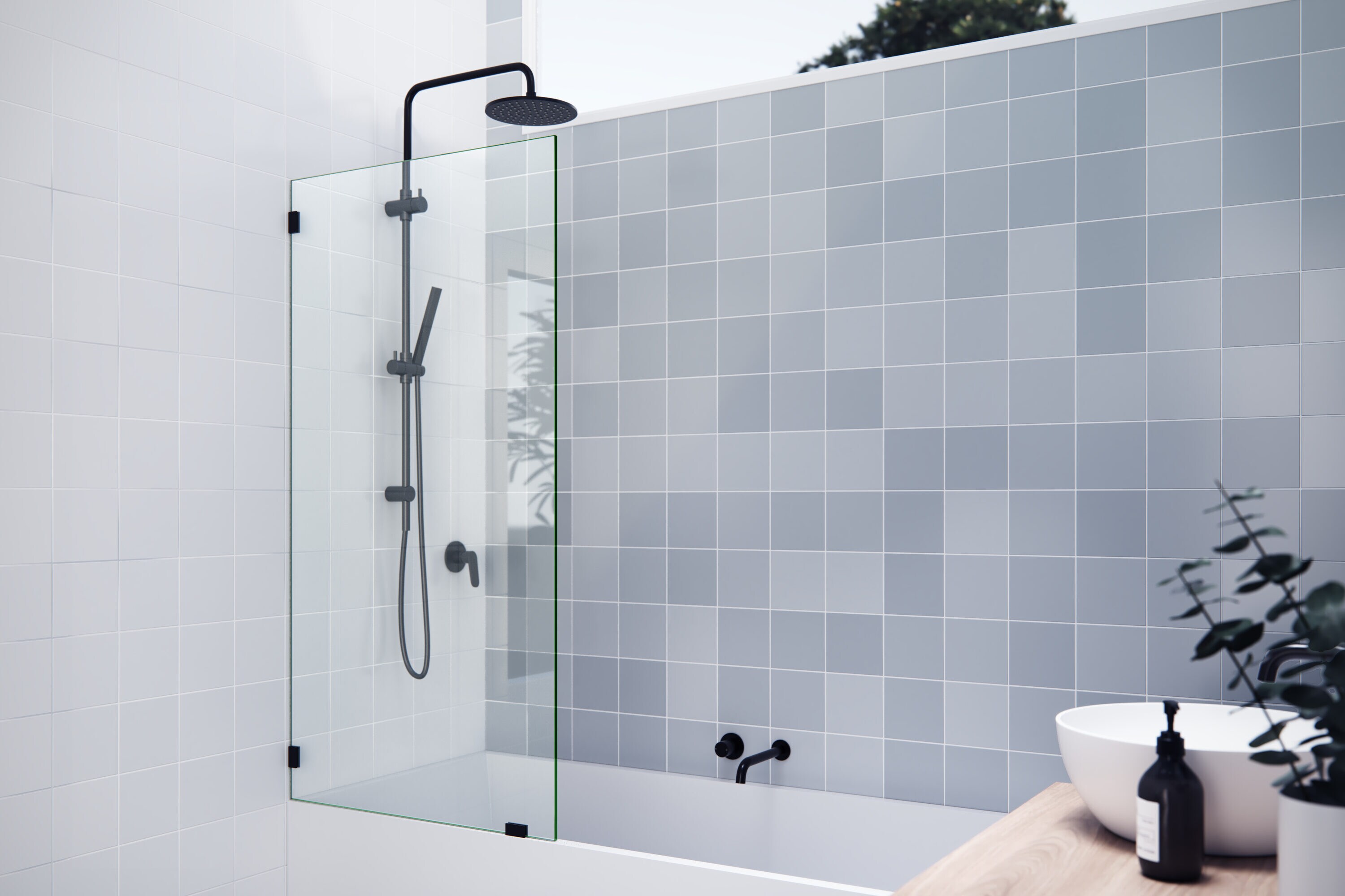 Glass Warehouse GW-BF-31-ORB Oil Rubbed Bronze 31-in W x 58.25-in H Frameless Fixed Bathtub door 3/8-in Thick Clear Glass