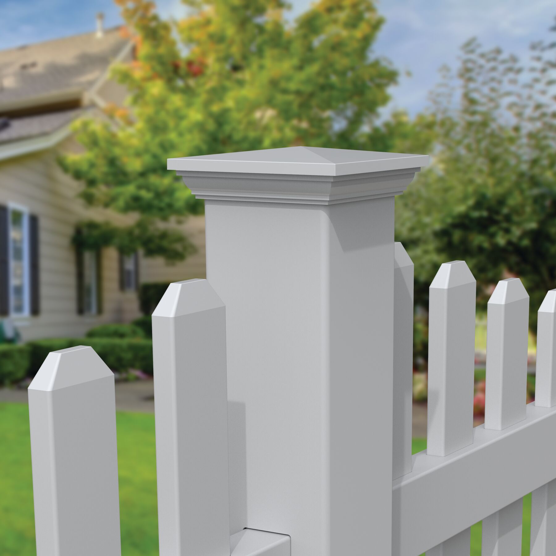 White Vinyl Flat Fence Post Cap for 5-inch Post