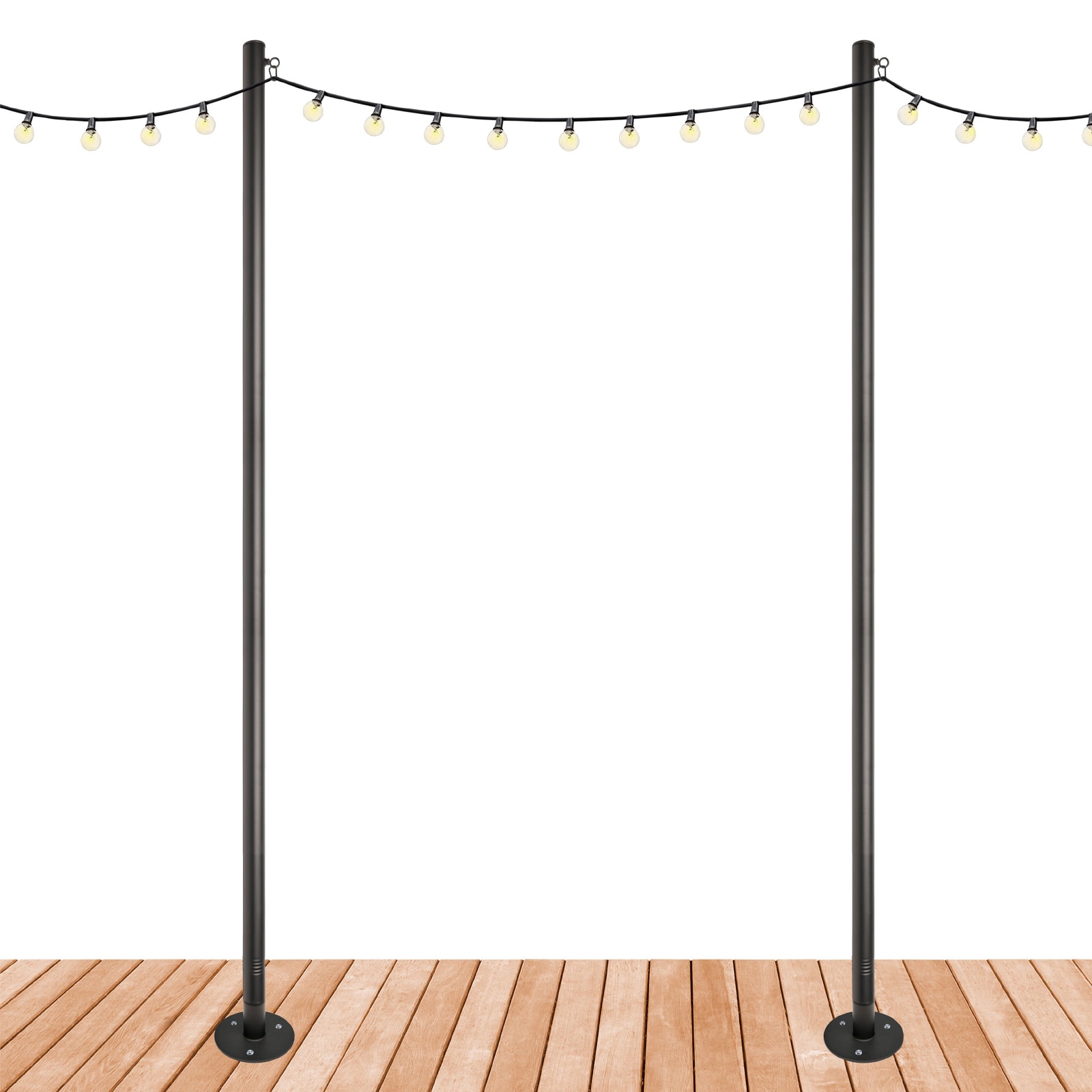 Excello Global Products Premium String Light Poles- 2 Pack 