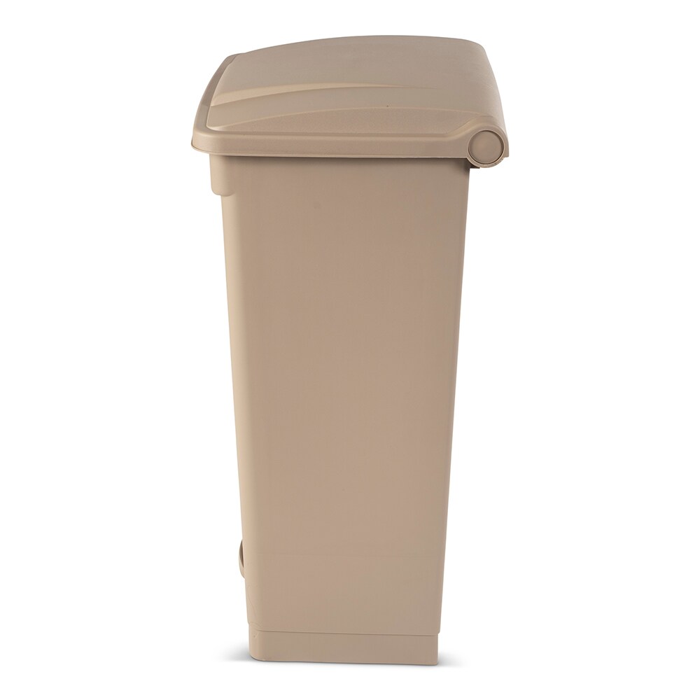 13 gal. Beige Plastic Swing Top Trash Can