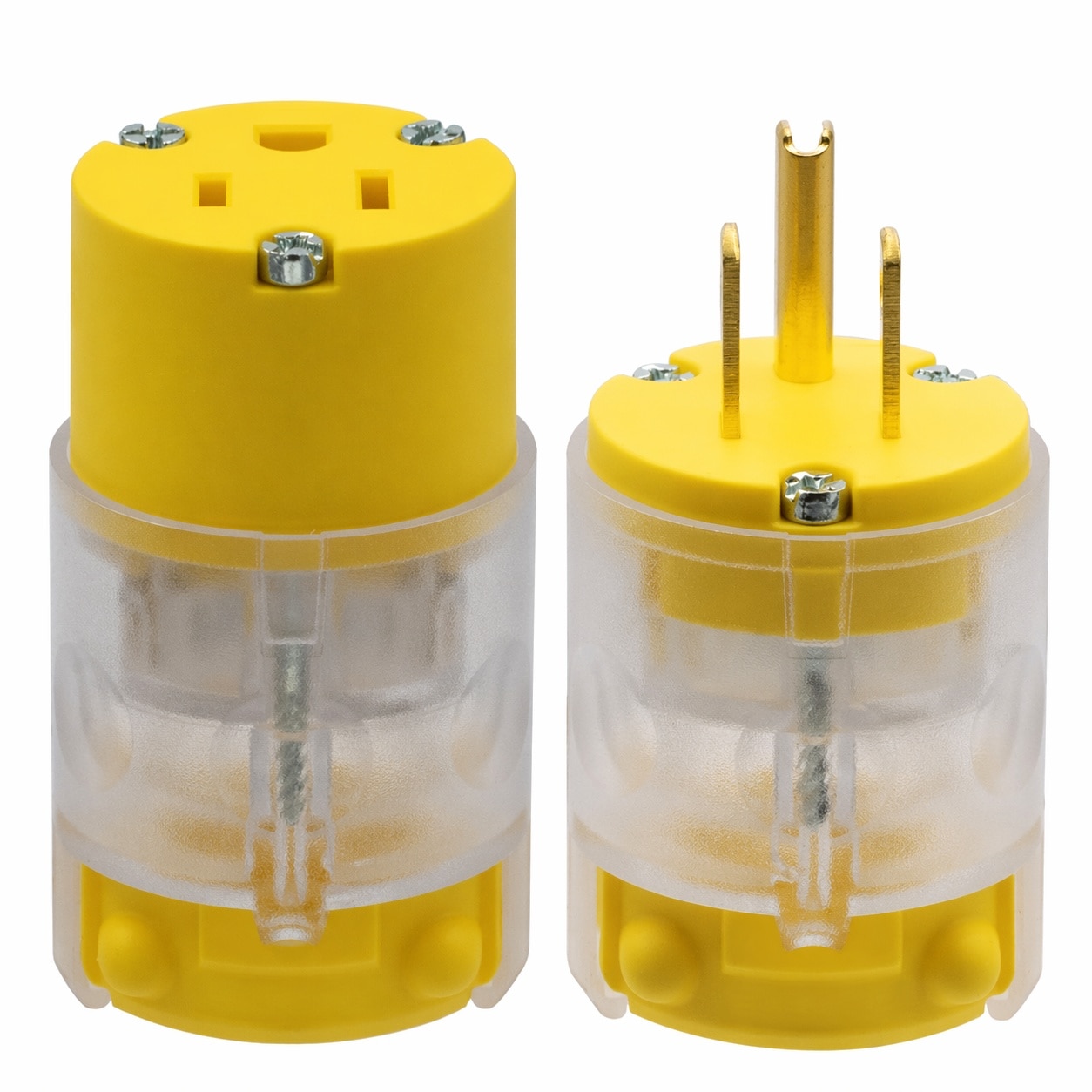 Etokfoks  15 Amp 125 Volt Straight Blade Electrical Plug and Connector Set 2 Pole 3 Wire Grounding Yellow 1 Set
