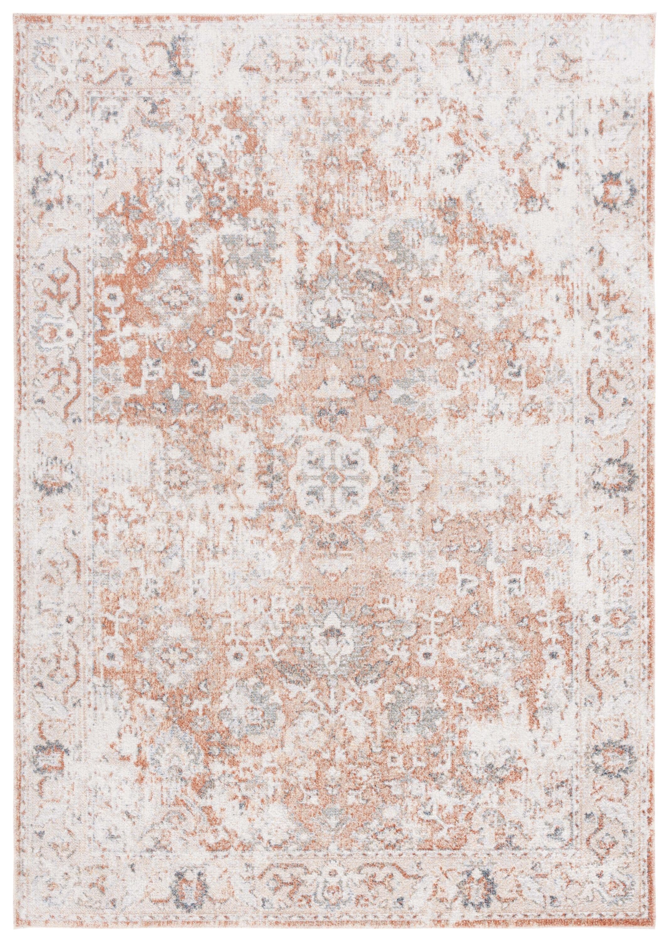 Safavieh BAL852A-5 4 x 4 (ft) Loomed Polyester Ivory/Rust Rectangular Indoor Mid-Century Modern Machine washable Area rug