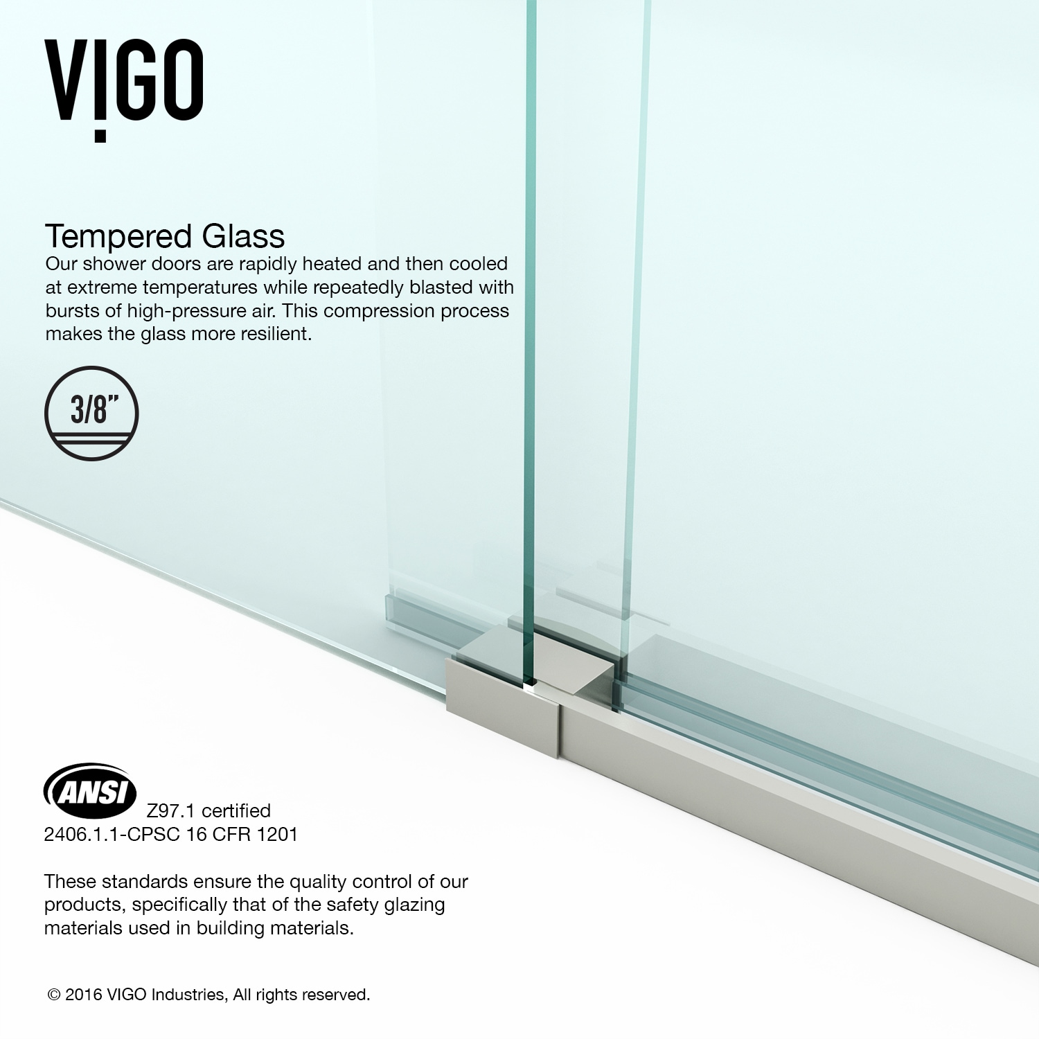 VIGO Luca Stainless Steel 56-in to 60-in W x 79-in H Frameless Sliding ...