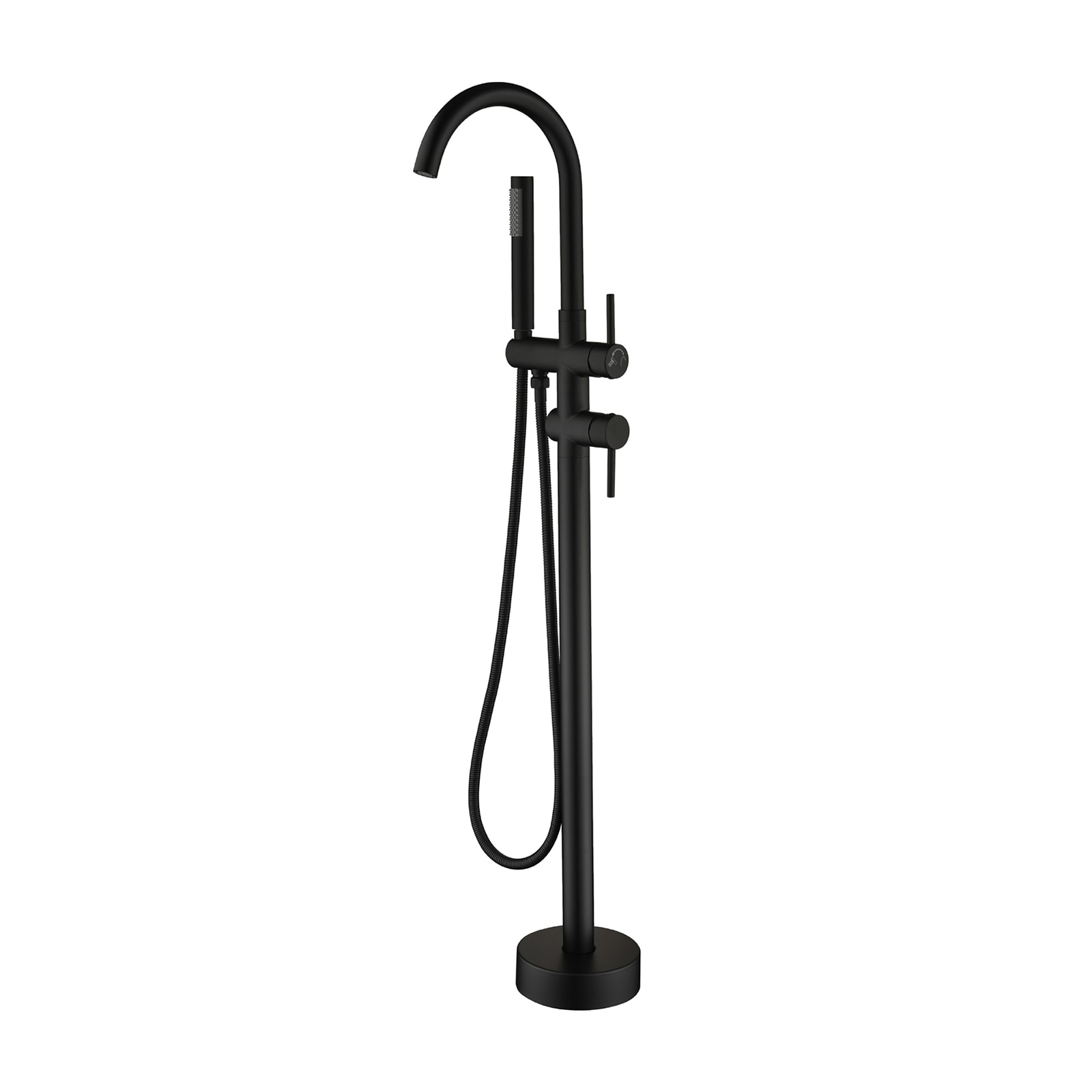 Cobbe LSSFTFL1302B Black 2-handle Freestanding Low-arc Bathtub Faucet with Hand Shower ( Valve Included )