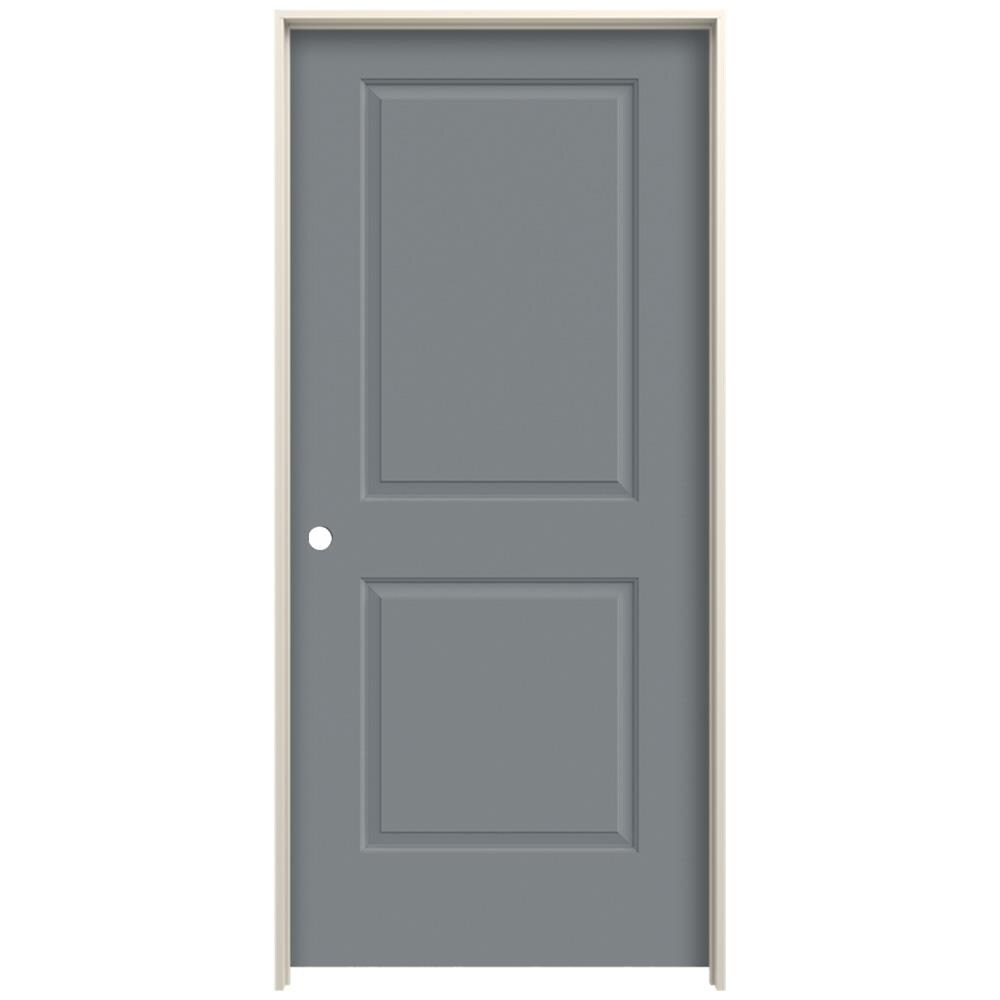 JELD-WEN LOWOLJW225700047 32-in x 80-in Graphite Hollow Core 2-panel Square Right Hand Smooth Prefinished Molded Composite Flat Jamb Single Prehung Interior Door