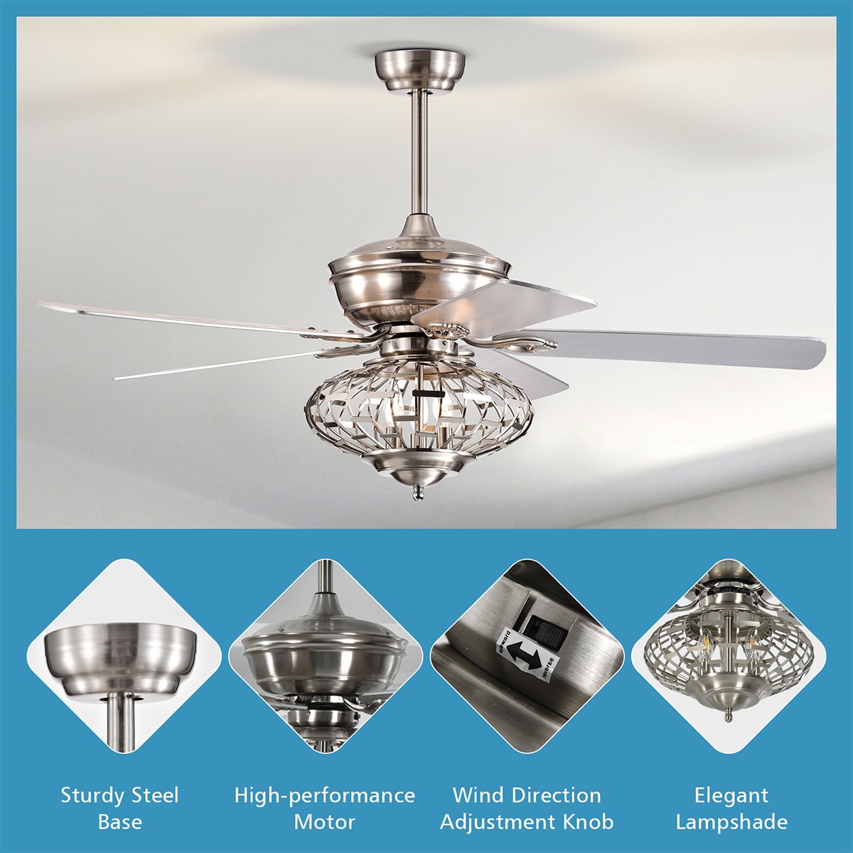 WELLFOR DFJ10055US-SL Ceiling-Fans - View #3