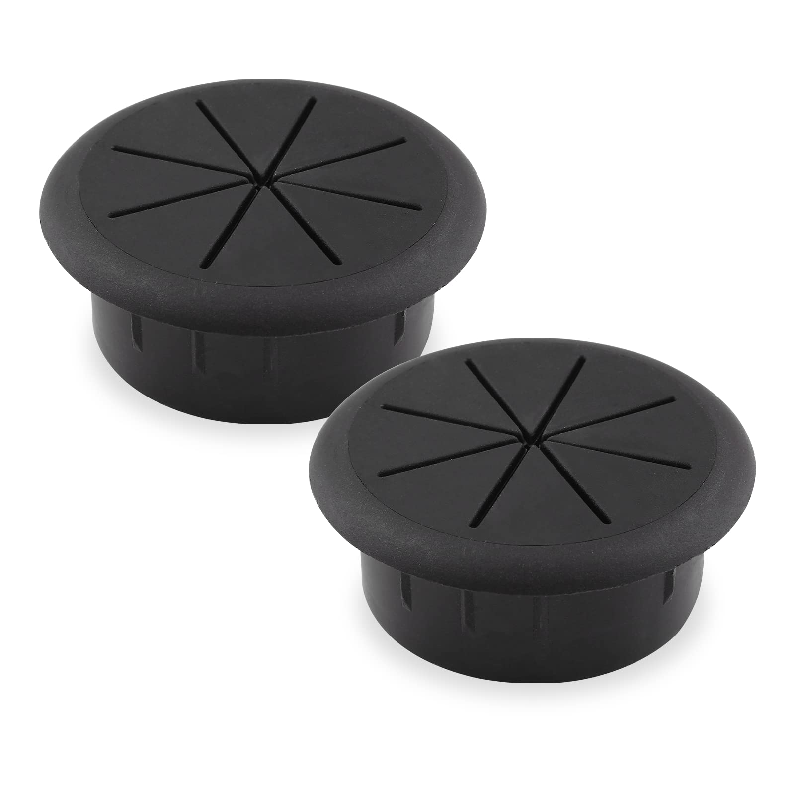 Etokfoks 2 in Black Cable Grommet ABS Desk Cord Hole Cover 2 Pack for Wire Pass Through Set #LETDLJEIP