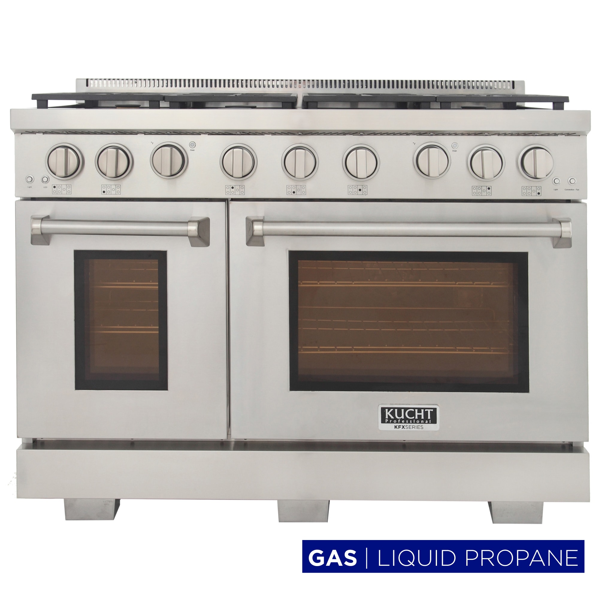 Kucht KFX4800X-LP-S 48-in 7 burners 4.2-cu ft / 2.5-cu ft Convection Oven Freestanding Liquid Propane Double Oven Gas Range ( Stainless steel )