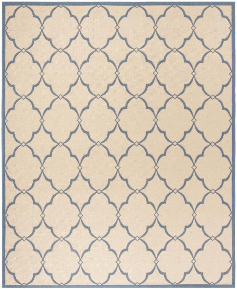 Safavieh LND125N-9 Linden Arabesque 9 x 12 (ft) Loomed Polypropylene Cream/Blue Rectangular Indoor Trellis Coastal Area rug